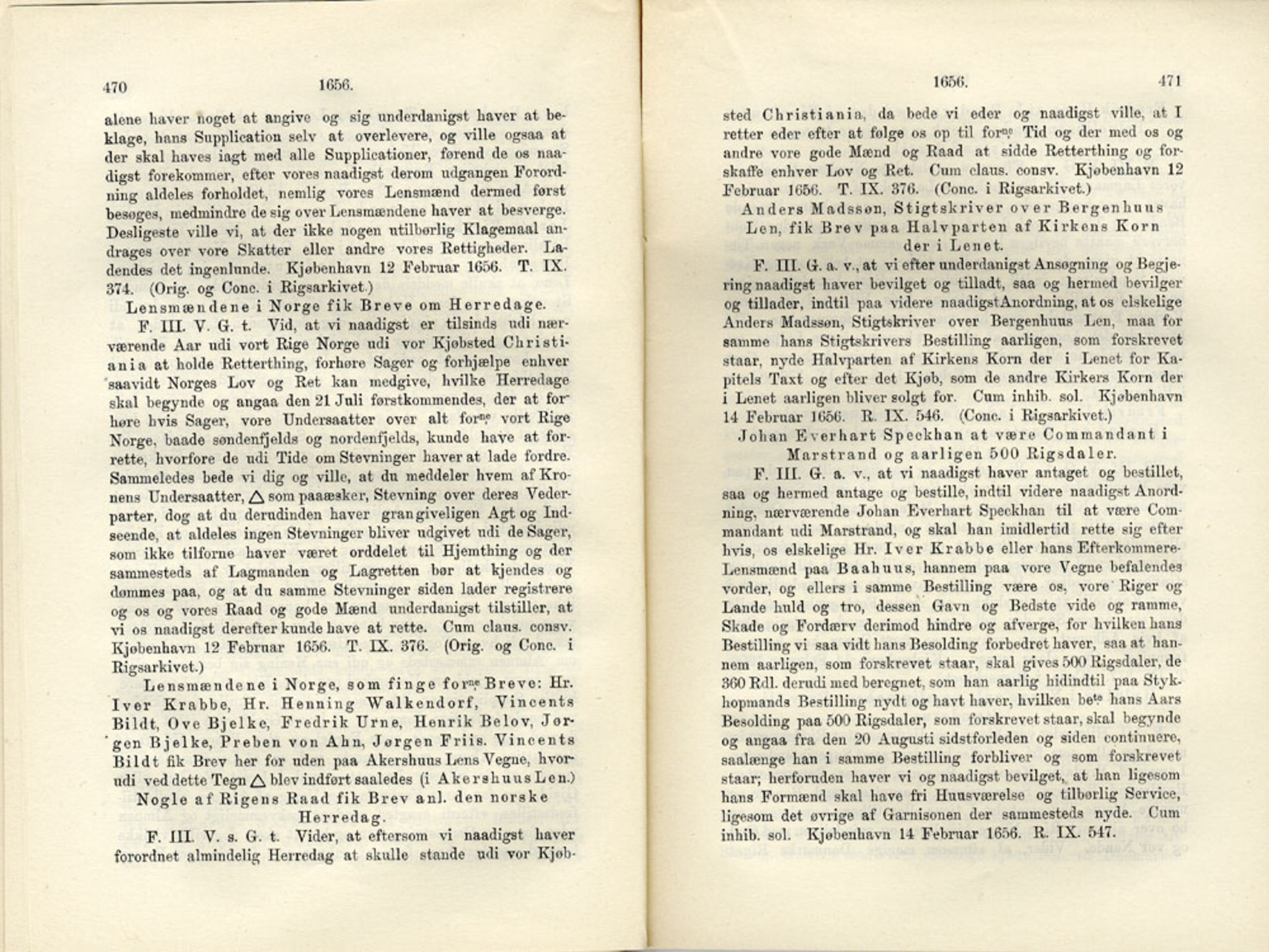 Publikasjoner utgitt av Det Norske Historiske Kildeskriftfond, PUBL/-/-/-: Norske Rigs-Registranter, bind 11, 1653-1656, p. 470-471