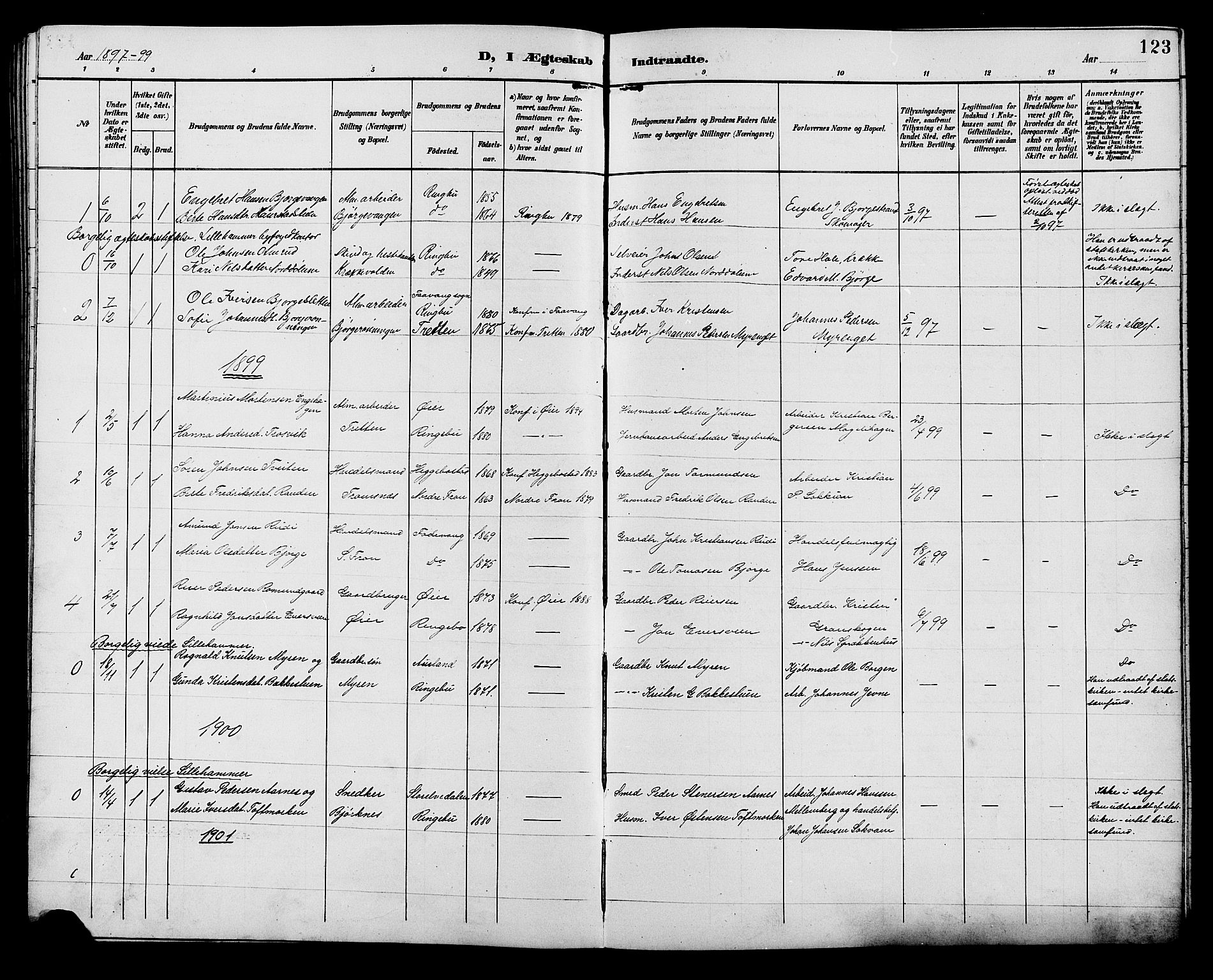 Ringebu prestekontor, SAH/PREST-082/H/Ha/Hab/L0007: Parish register (copy) no. 7, 1890-1910, p. 123