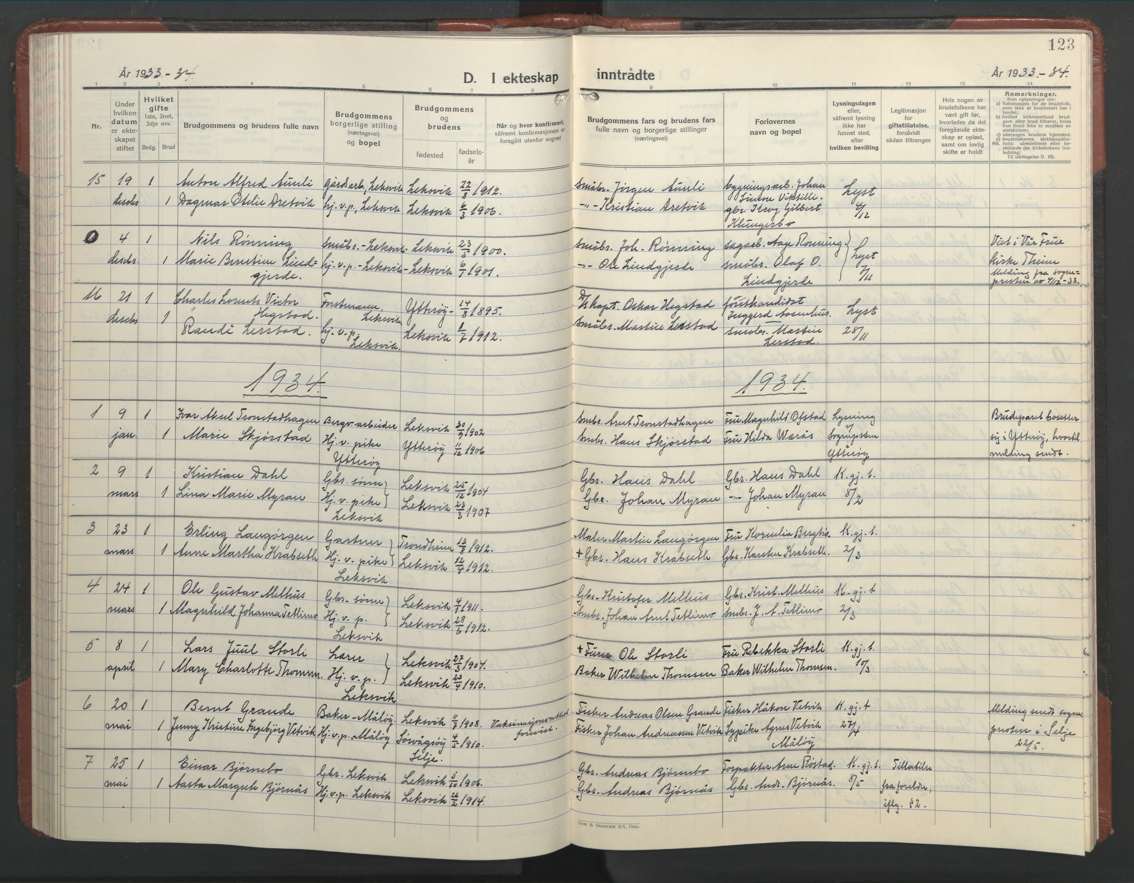 Ministerialprotokoller, klokkerbøker og fødselsregistre - Nord-Trøndelag, SAT/A-1458/701/L0019: Parish register (copy) no. 701C03, 1930-1953, p. 123