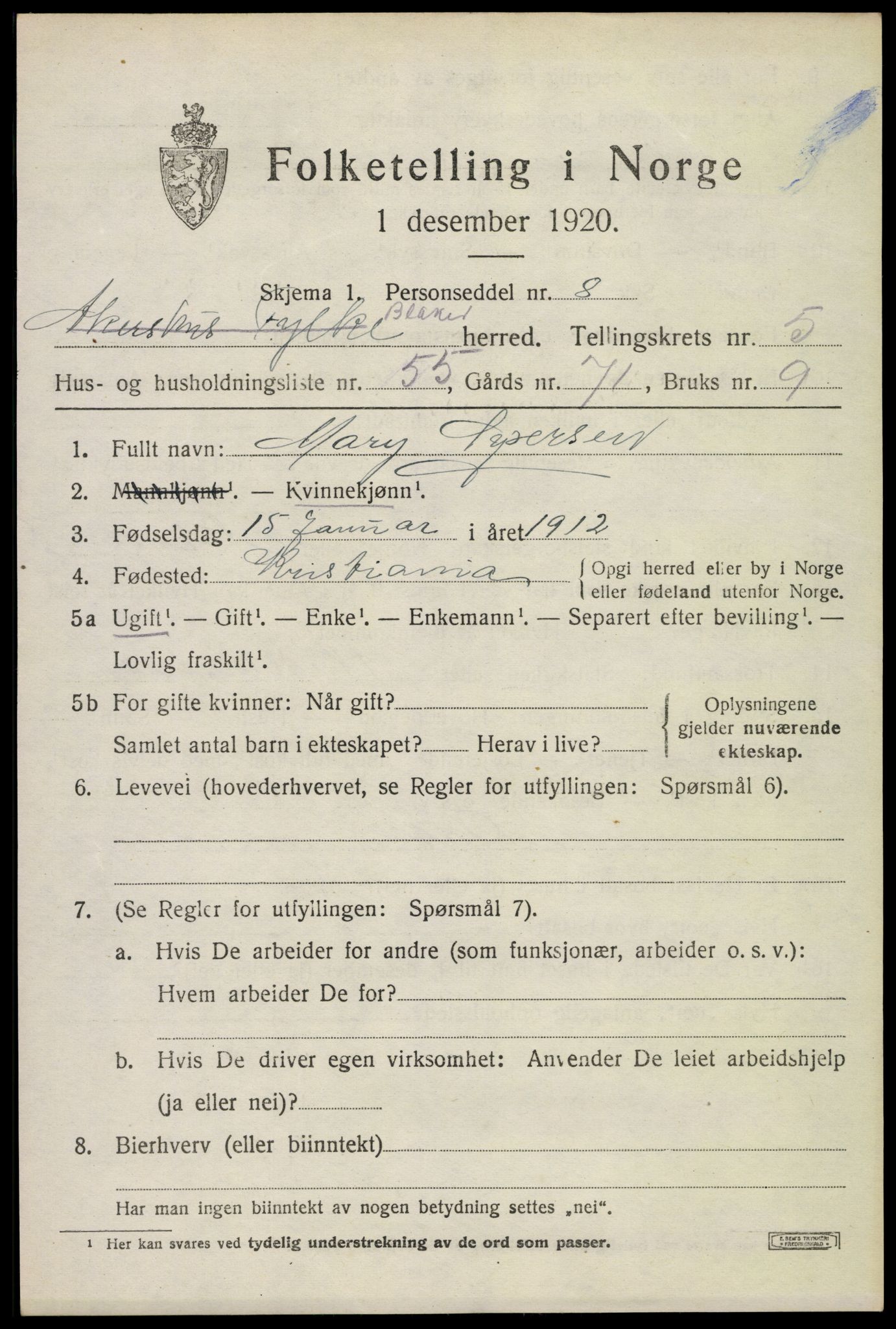 SAO, 1920 census for Blaker, 1920, p. 6411