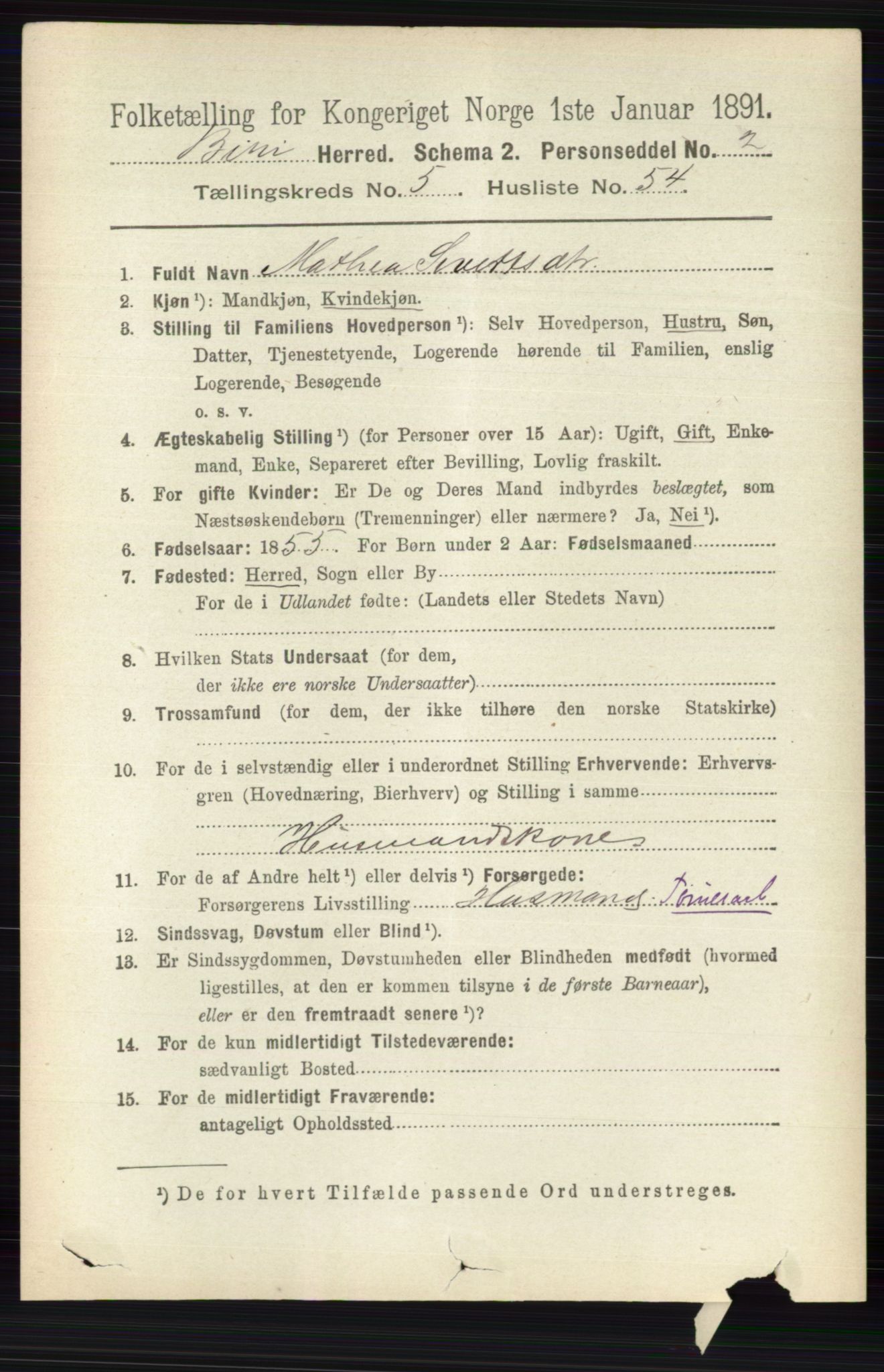 RA, 1891 census for 0525 Biri, 1891, p. 2072