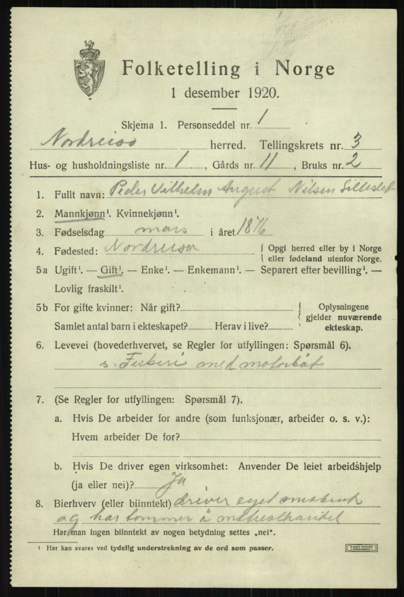 SATØ, 1920 census for Nordreisa, 1920, p. 1247