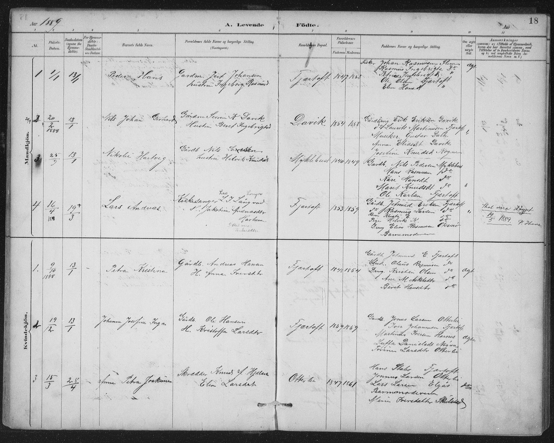 Ministerialprotokoller, klokkerbøker og fødselsregistre - Møre og Romsdal, SAT/A-1454/538/L0522: Parish register (official) no. 538A01, 1884-1913, p. 18
