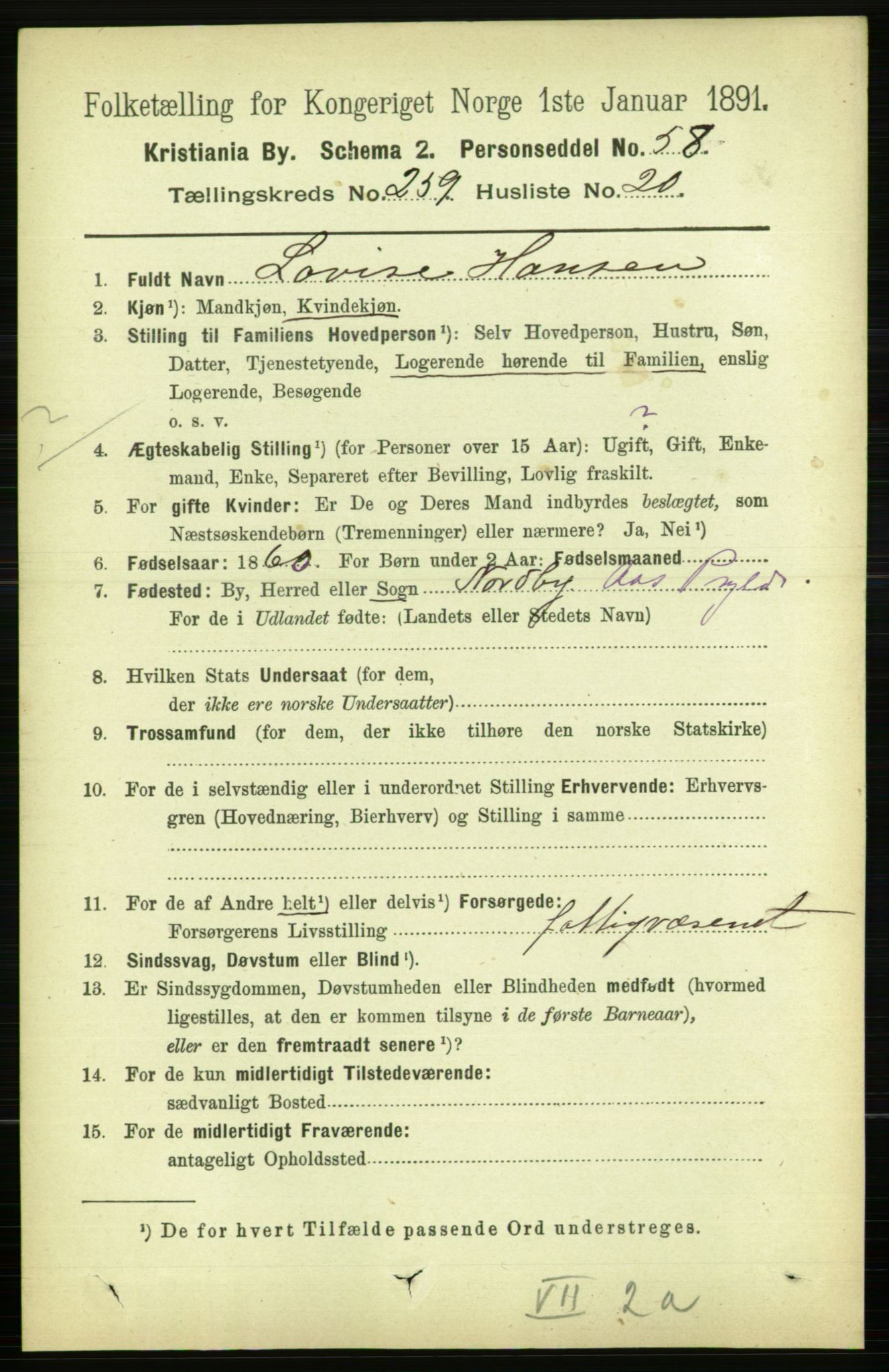RA, 1891 census for 0301 Kristiania, 1891, p. 157747