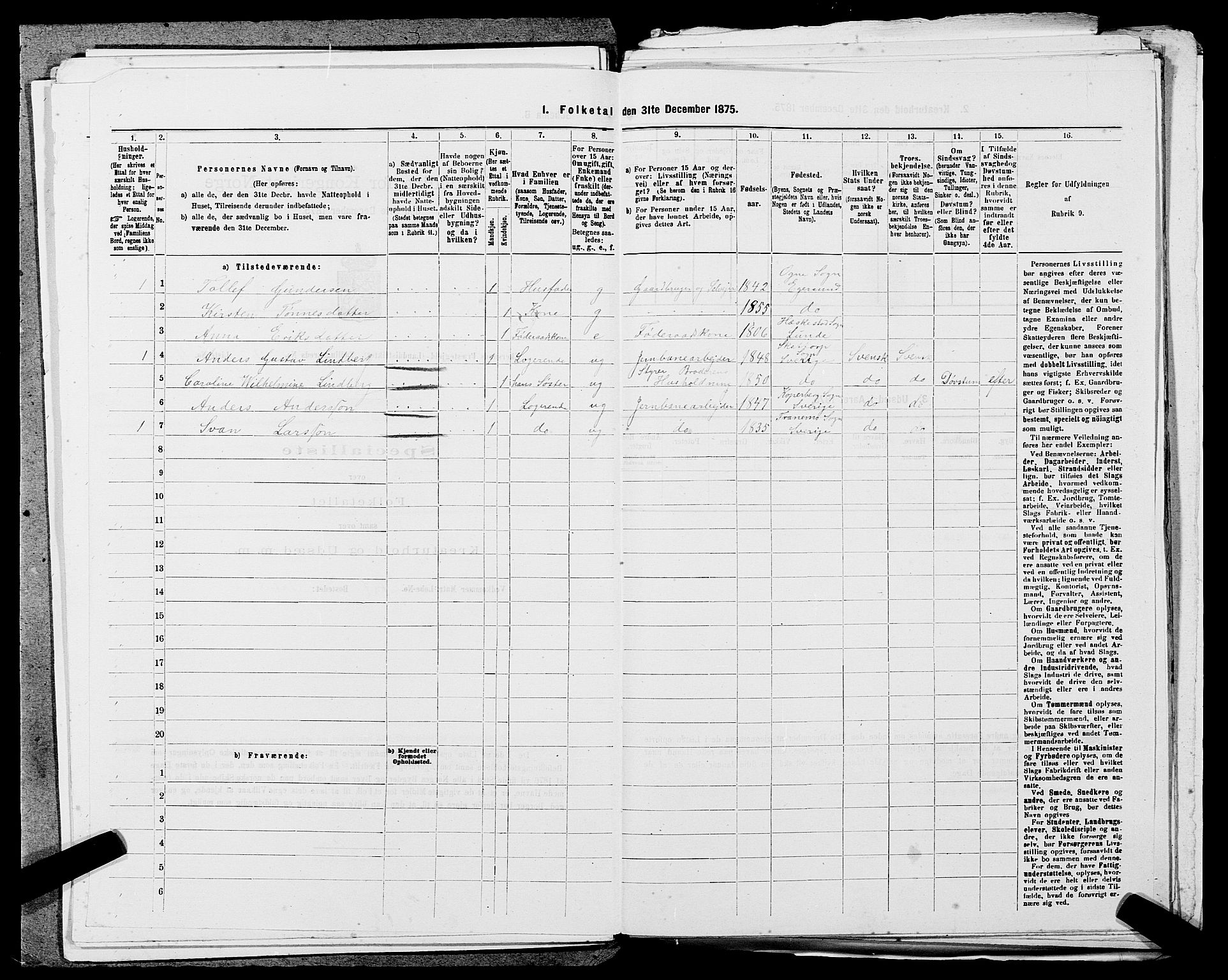 SAST, 1875 census for 1116L Eigersund/Eigersund og Ogna, 1875, p. 1076