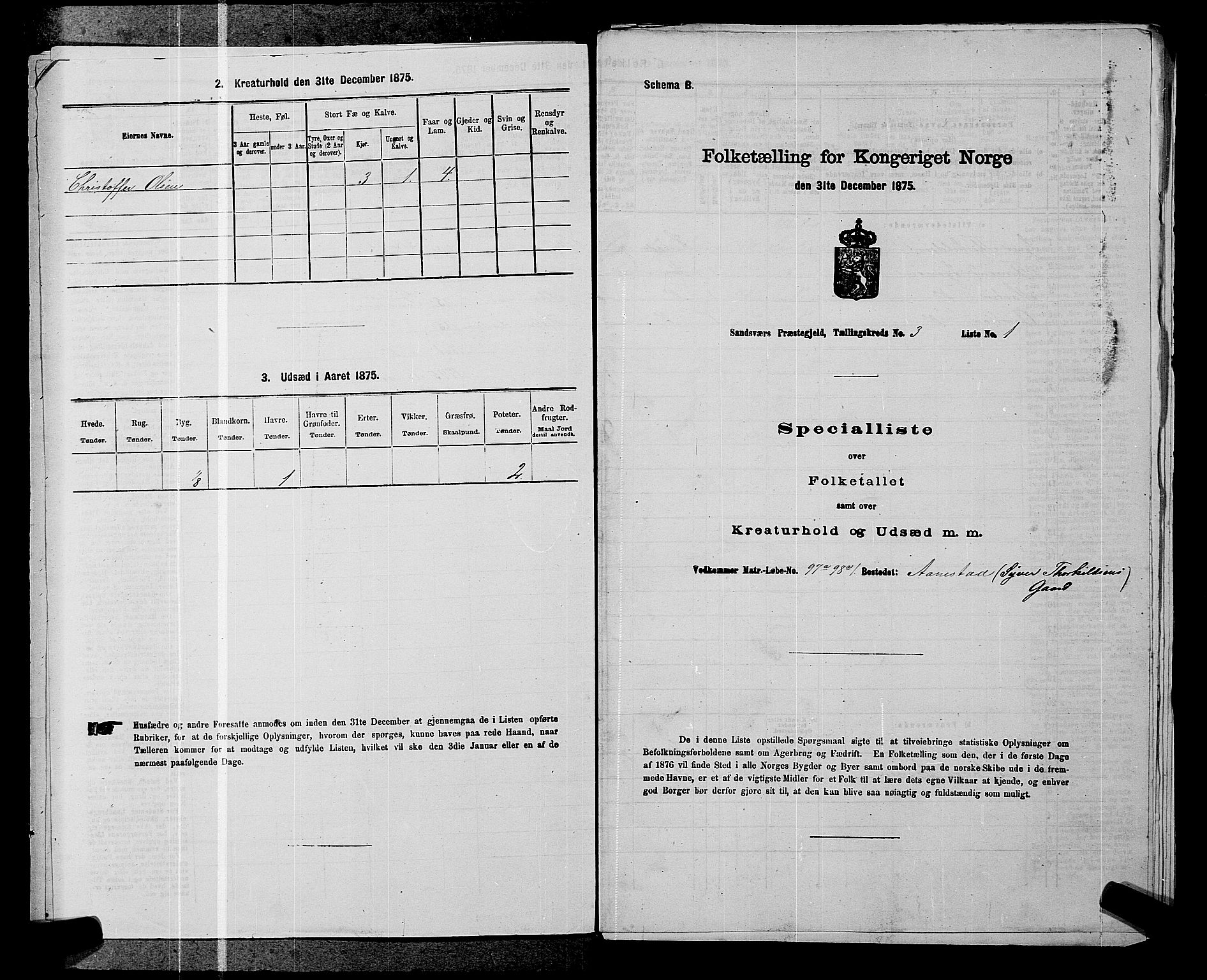 SAKO, 1875 census for 0629P Sandsvær, 1875, p. 546