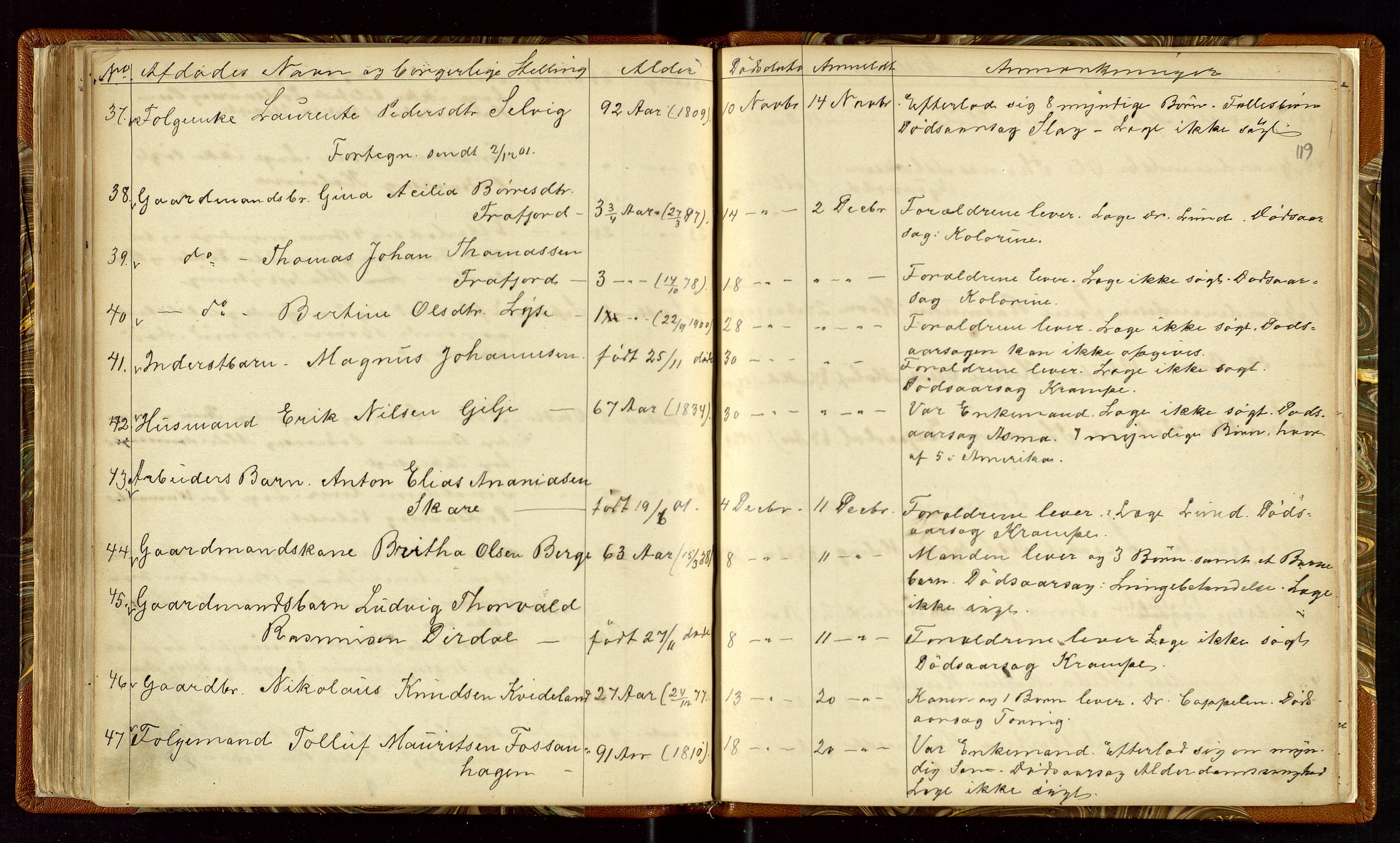 Høle og Forsand lensmannskontor, AV/SAST-A-100127/Gga/L0001: "Fortegnelse over Afdøde i Høle Thinglag fra 1ste Juli 1875 til ", 1875-1902, p. 119