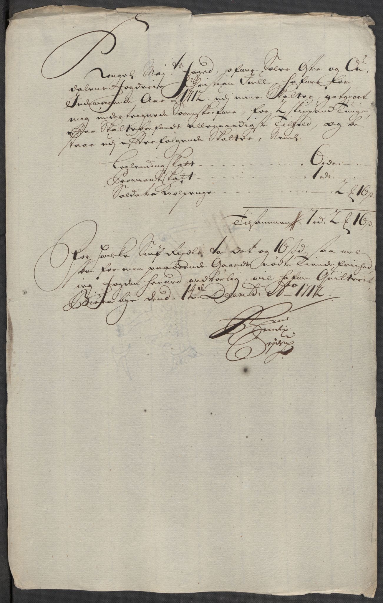 Rentekammeret inntil 1814, Reviderte regnskaper, Fogderegnskap, RA/EA-4092/R13/L0849: Fogderegnskap Solør, Odal og Østerdal, 1712, p. 360