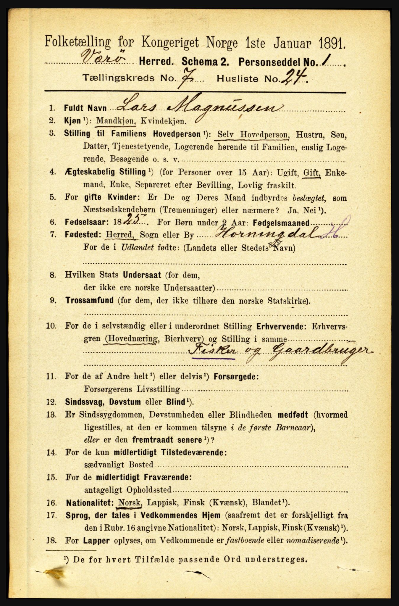 RA, 1891 census for 1857 Værøy, 1891, p. 907