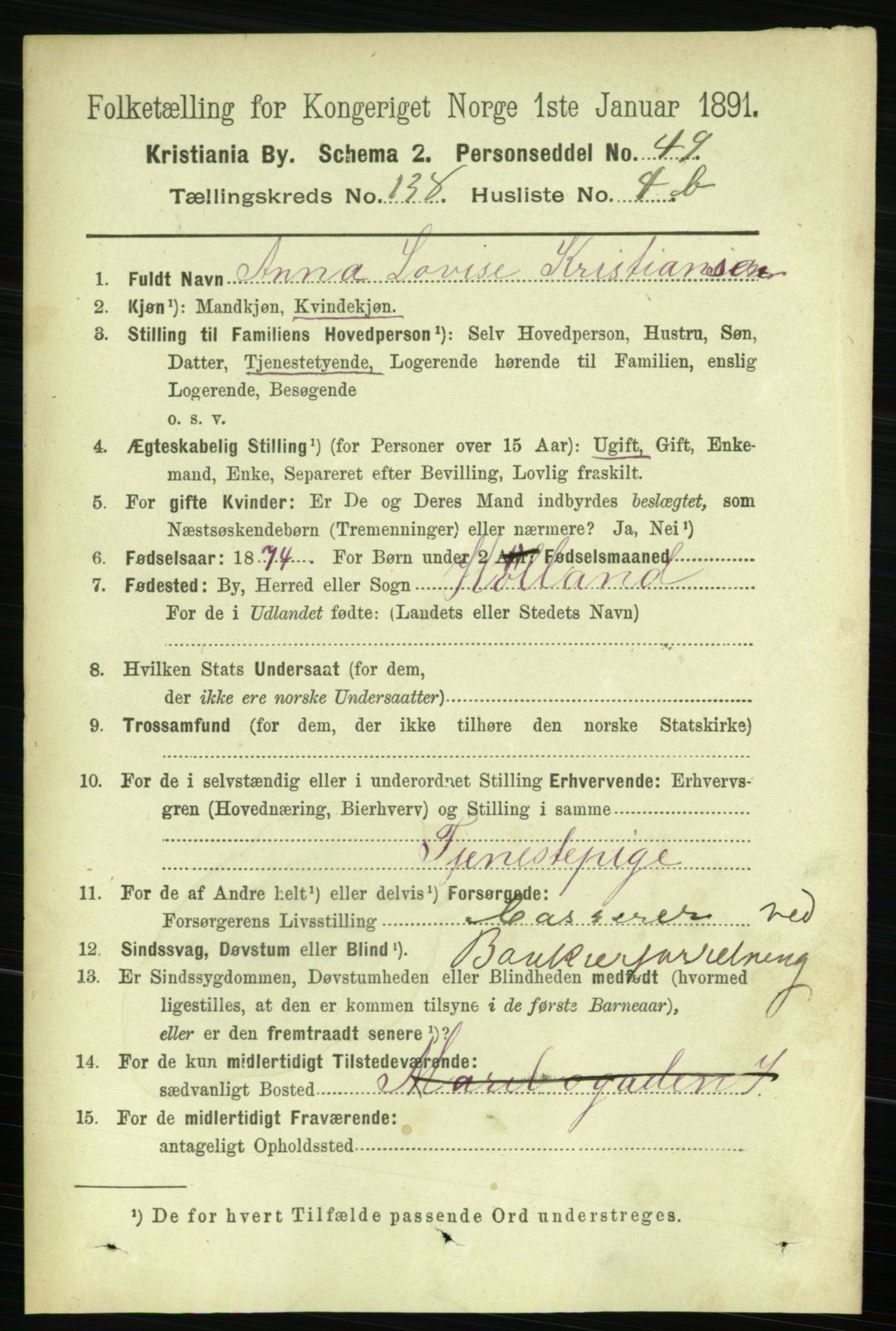 RA, 1891 census for 0301 Kristiania, 1891, p. 76591