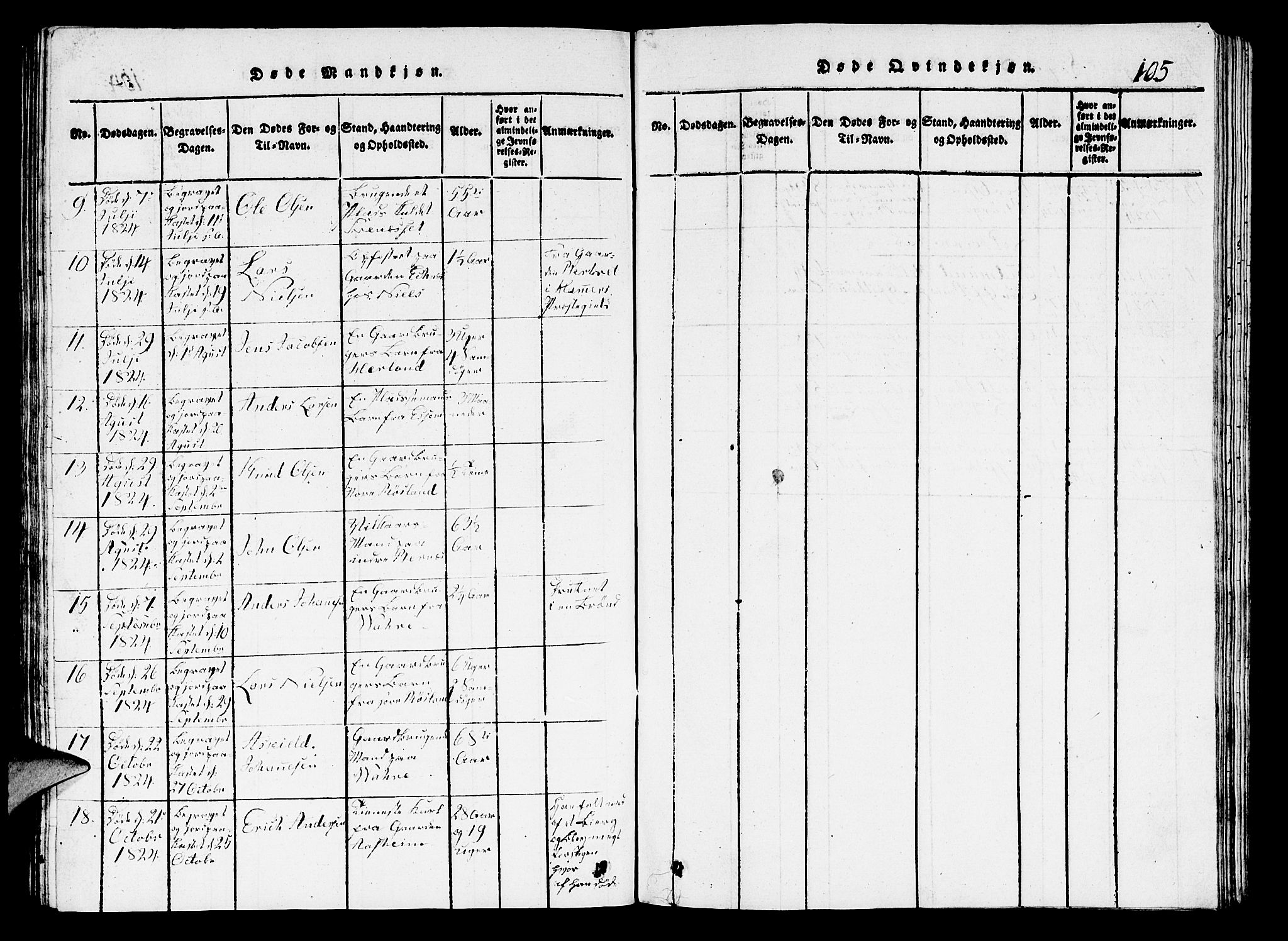 Hosanger sokneprestembete, AV/SAB-A-75801/H/Hab: Parish register (copy) no. A 1 /1, 1816-1856, p. 105