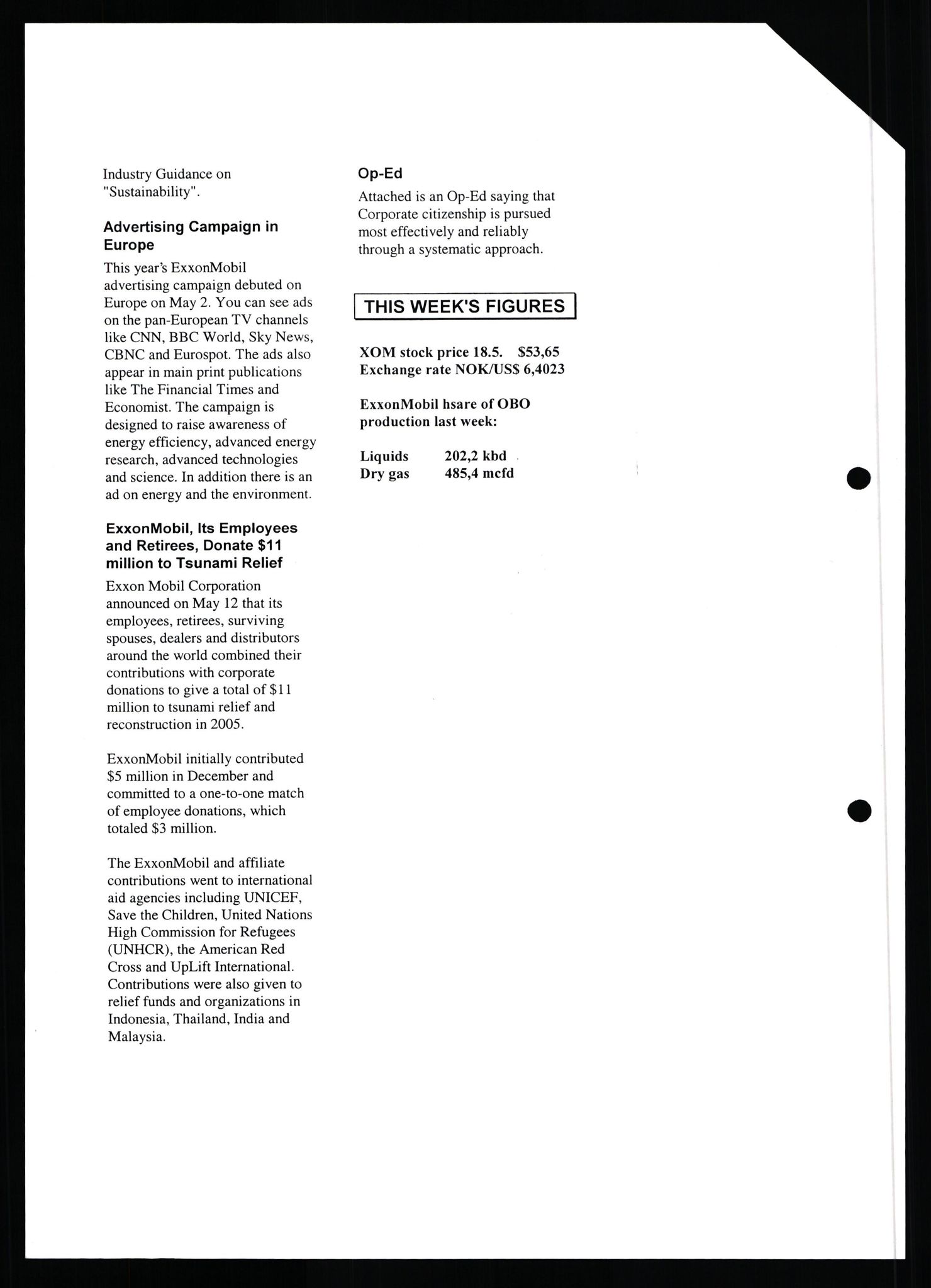 Pa 0982 - Esso Norge A/S, AV/SAST-A-100448/X/Xd/L0006: Ukenytt, 2002-2006