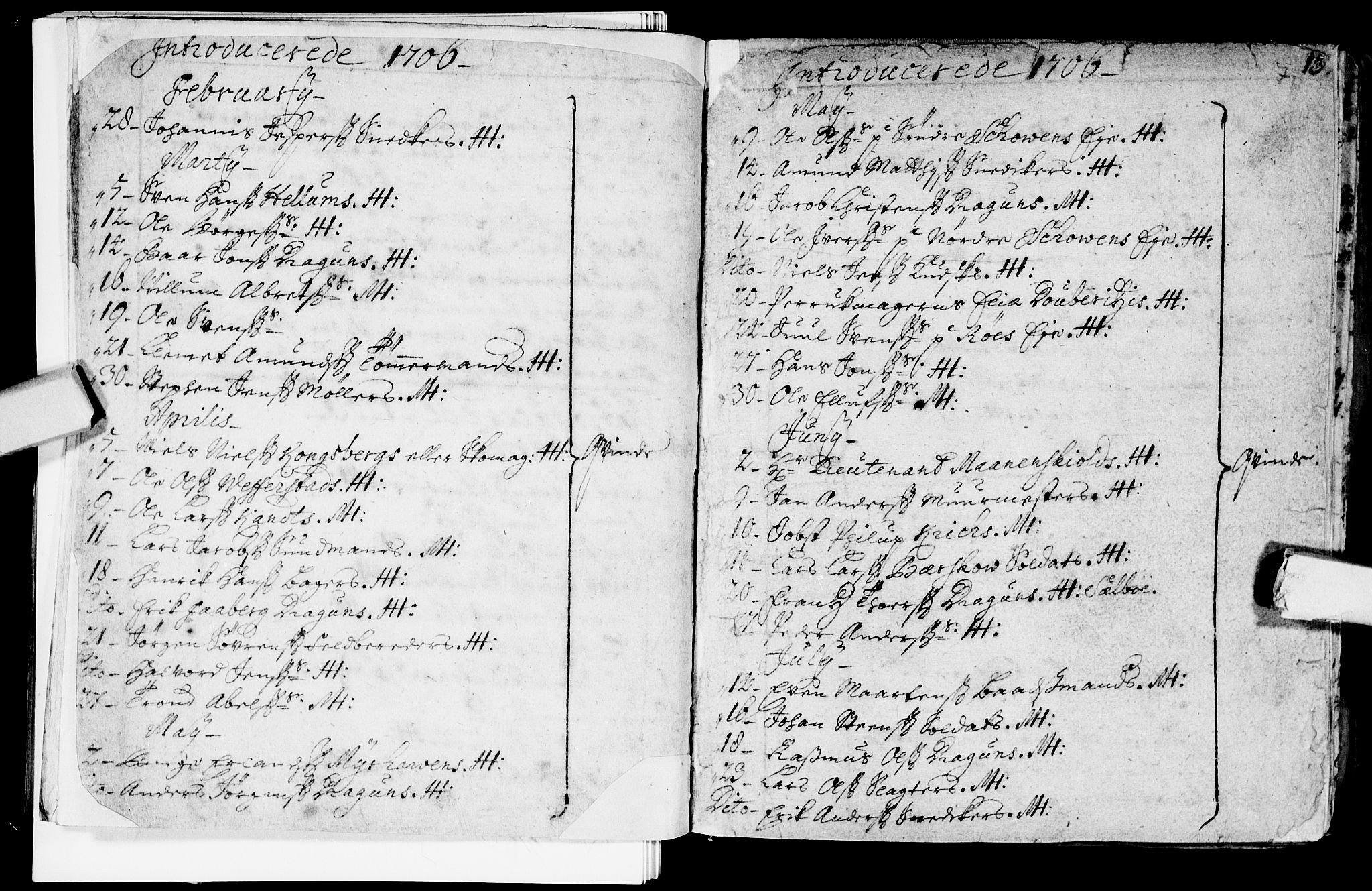 Bragernes kirkebøker, AV/SAKO-A-6/F/Fa/L0003: Parish register (official) no. I 3, 1706-1734, p. 13