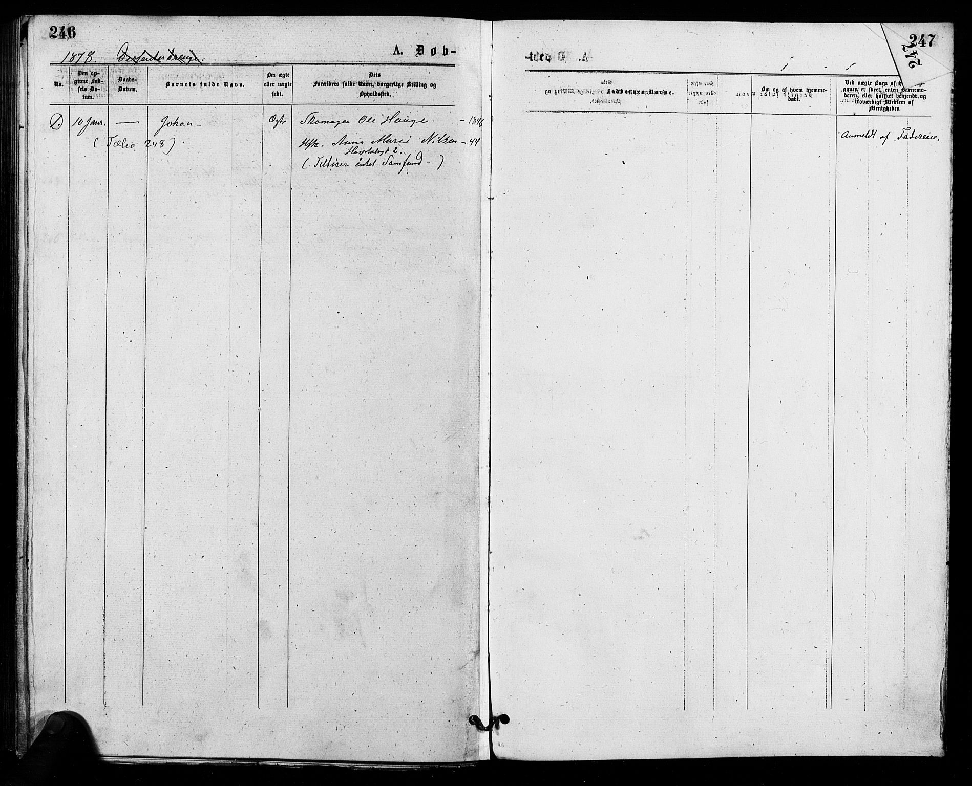 Trefoldighet prestekontor Kirkebøker, AV/SAO-A-10882/F/Fa/L0004: Parish register (official) no. I 4, 1876-1880, p. 246