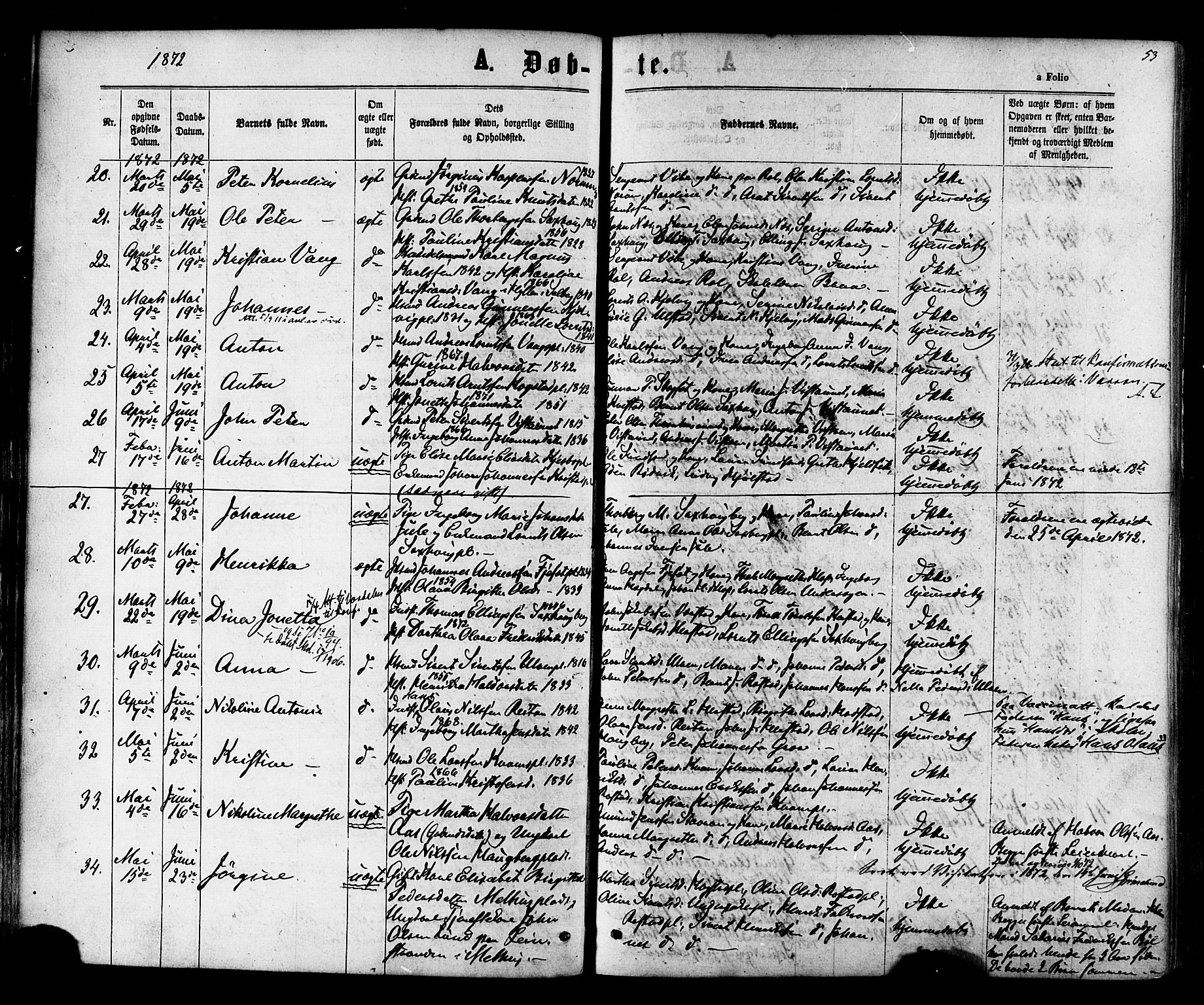 Ministerialprotokoller, klokkerbøker og fødselsregistre - Nord-Trøndelag, AV/SAT-A-1458/730/L0284: Parish register (official) no. 730A09, 1866-1878, p. 53