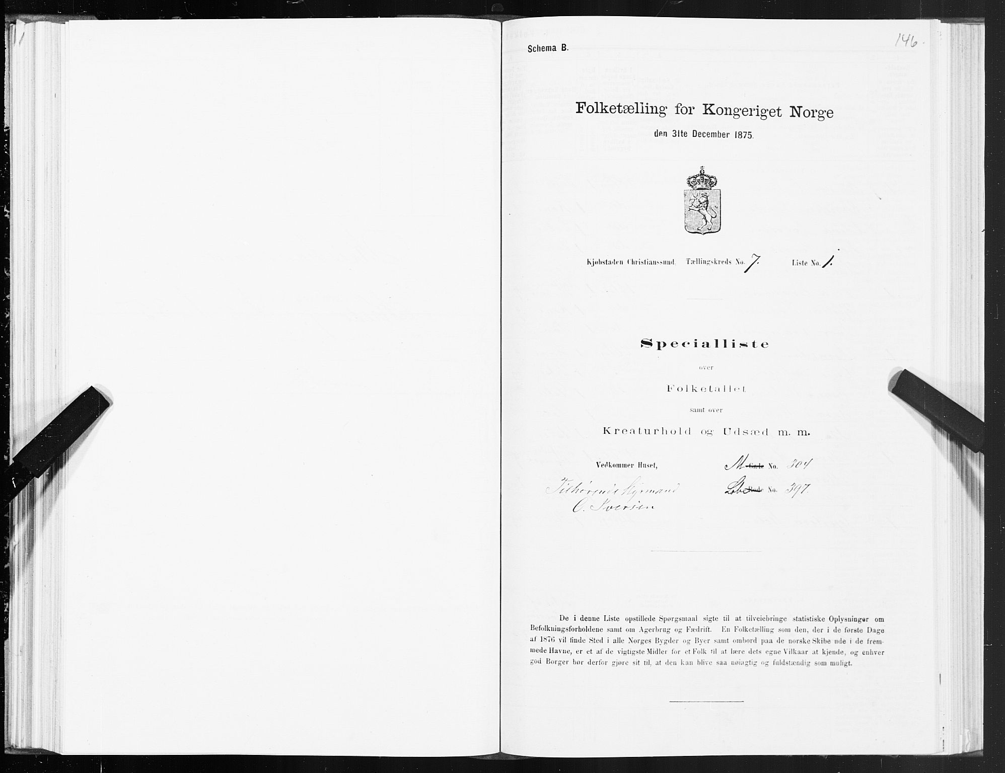 SAT, 1875 census for 1503B Kristiansund/Kristiansund, 1875, p. 5146