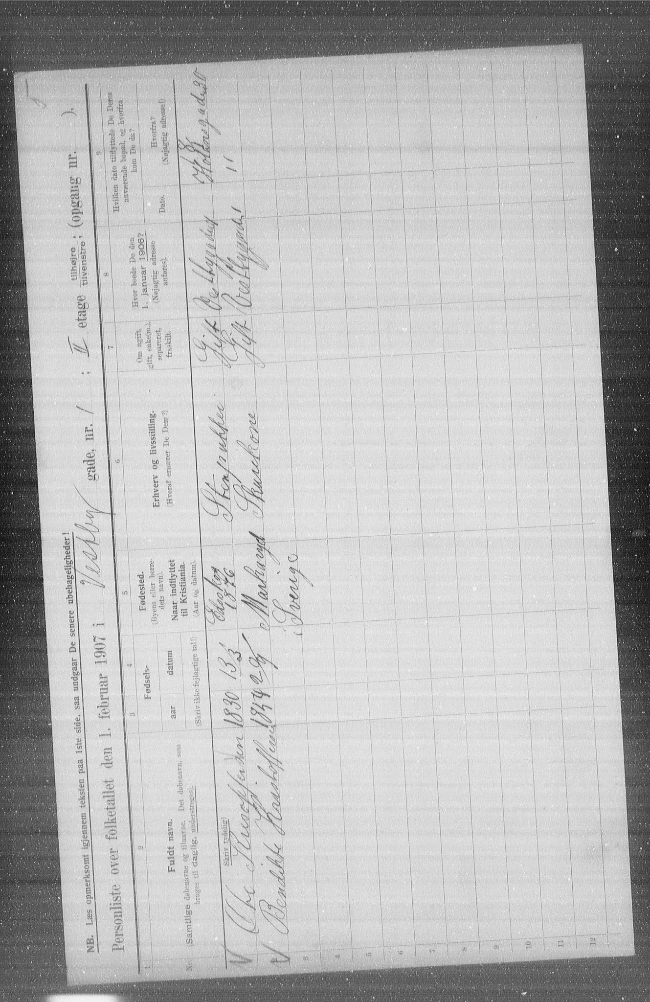 OBA, Municipal Census 1907 for Kristiania, 1907, p. 62211