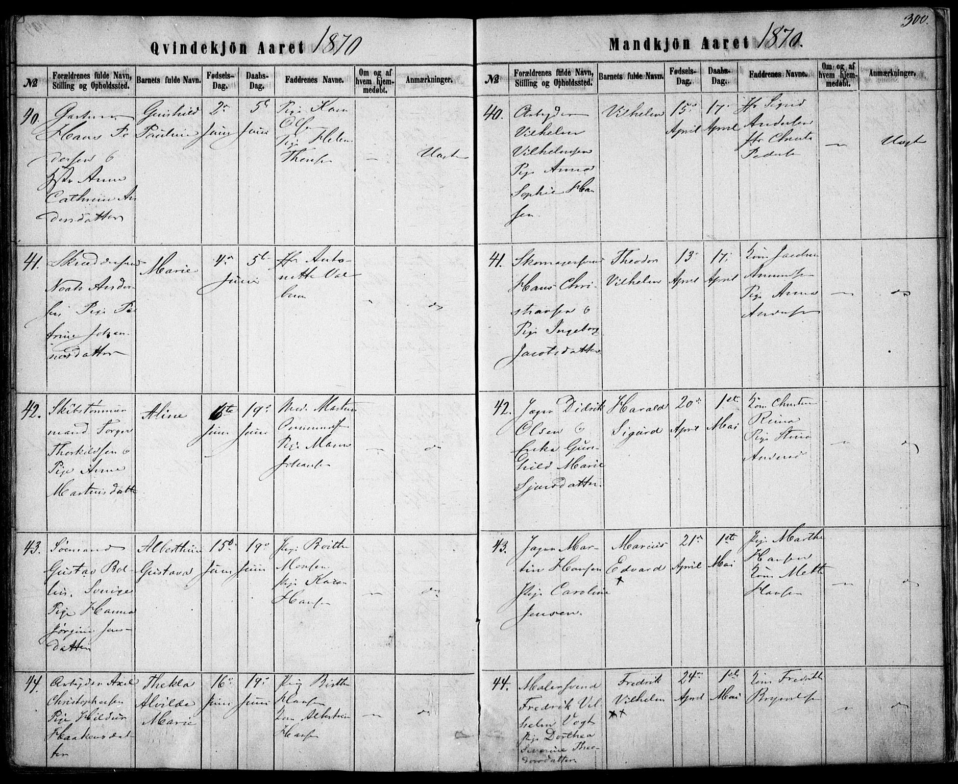 Rikshospitalet prestekontor Kirkebøker, AV/SAO-A-10309b/F/L0004: Parish register (official) no. 4, 1853-1870, p. 300