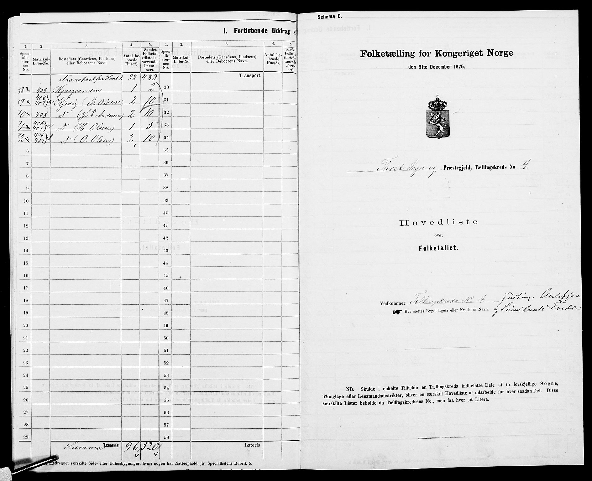 SAK, 1875 census for 1013P Tveit, 1875, p. 22