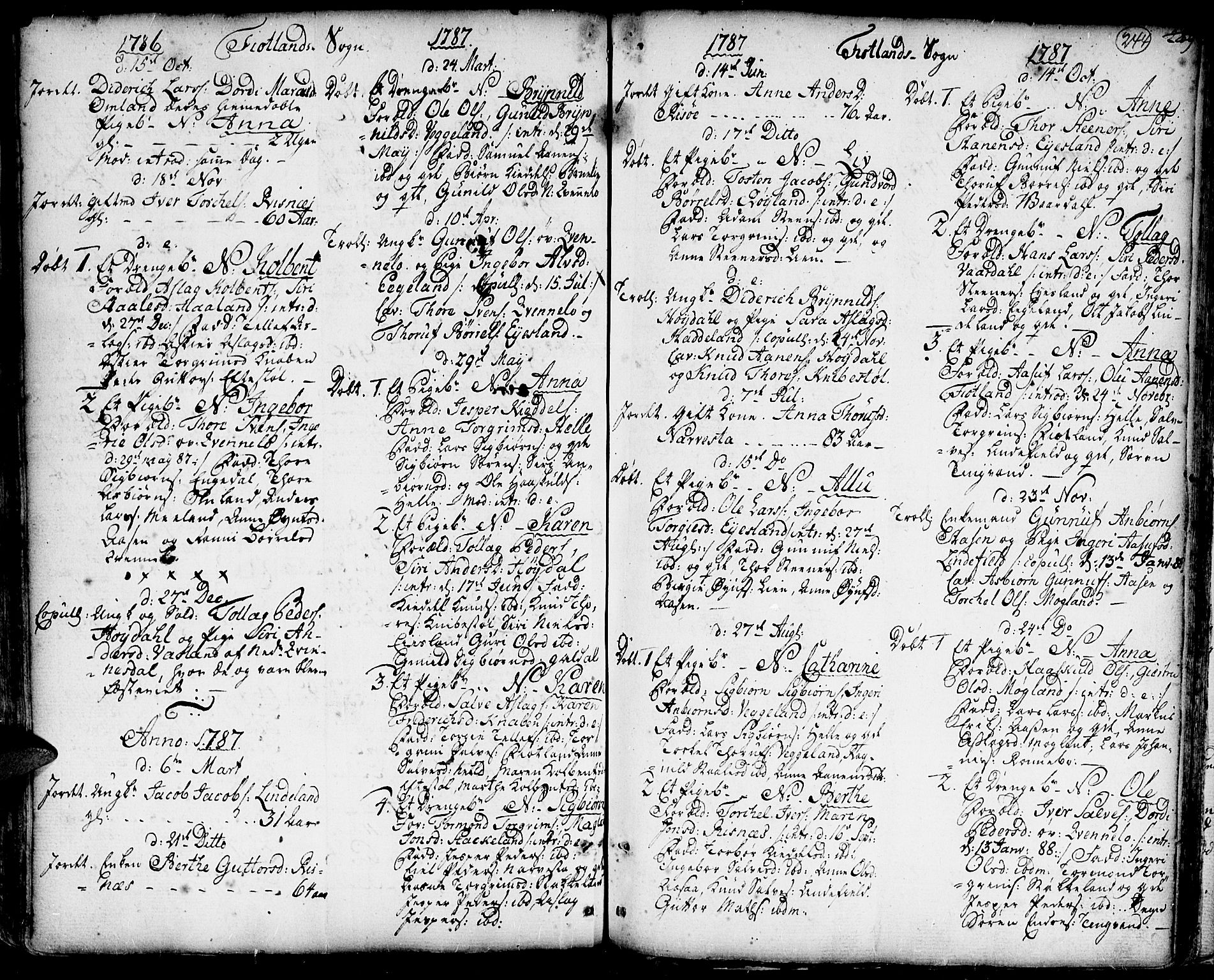 Hægebostad sokneprestkontor, SAK/1111-0024/F/Fa/Faa/L0001: Parish register (official) no. A 1 /3, 1760-1826, p. 244