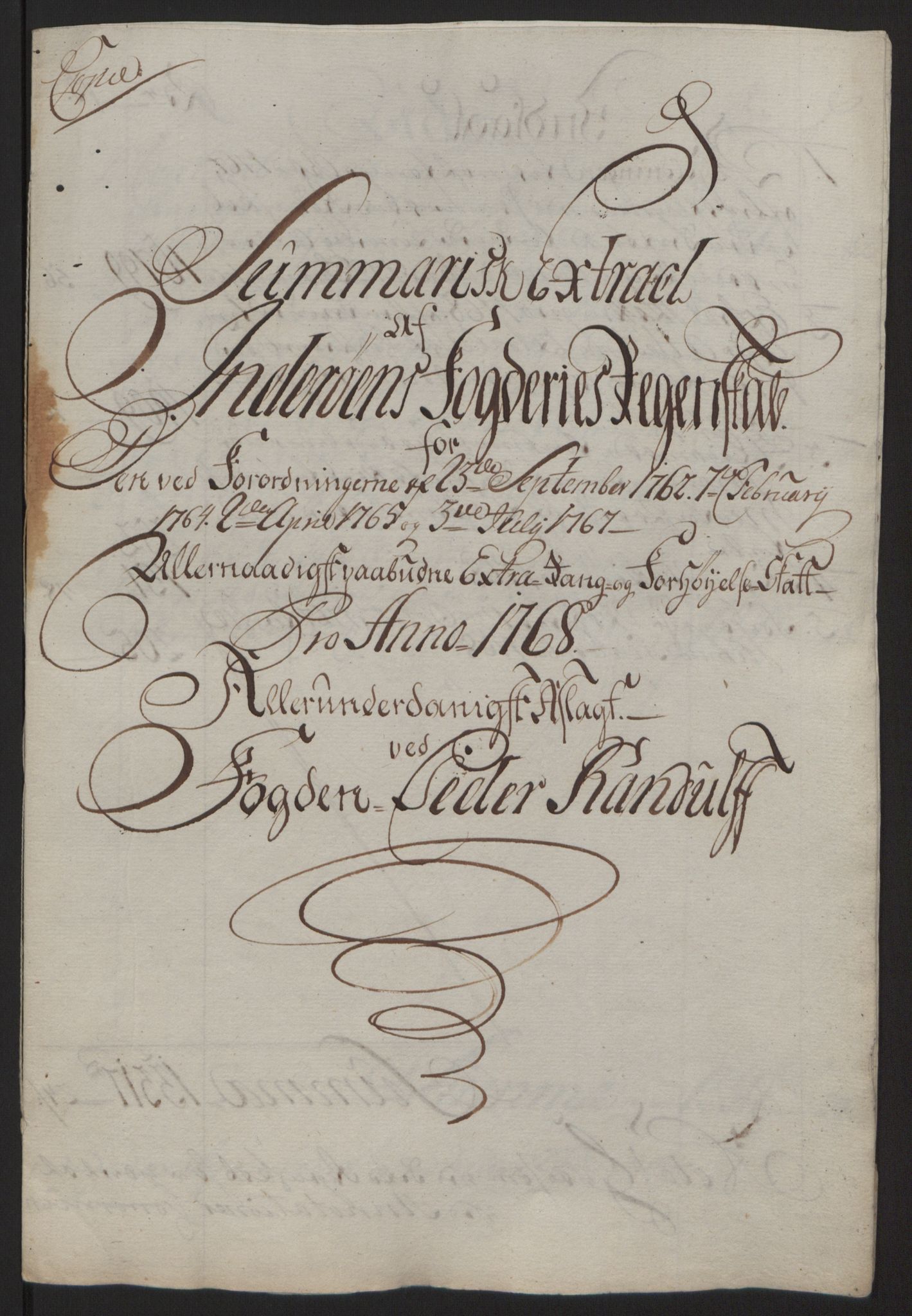 Rentekammeret inntil 1814, Reviderte regnskaper, Fogderegnskap, AV/RA-EA-4092/R63/L4420: Ekstraskatten Inderøy, 1762-1772, p. 244