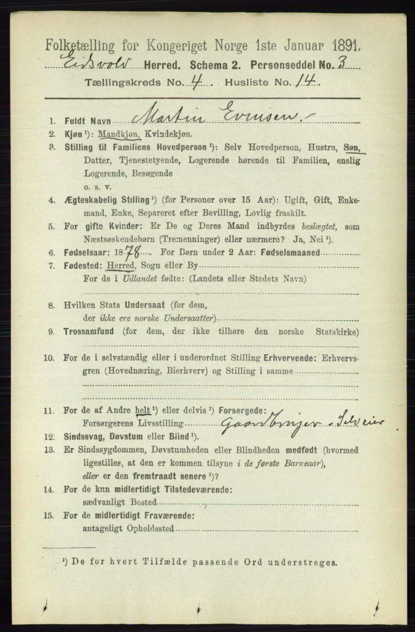 RA, 1891 census for 0237 Eidsvoll, 1891, p. 2203