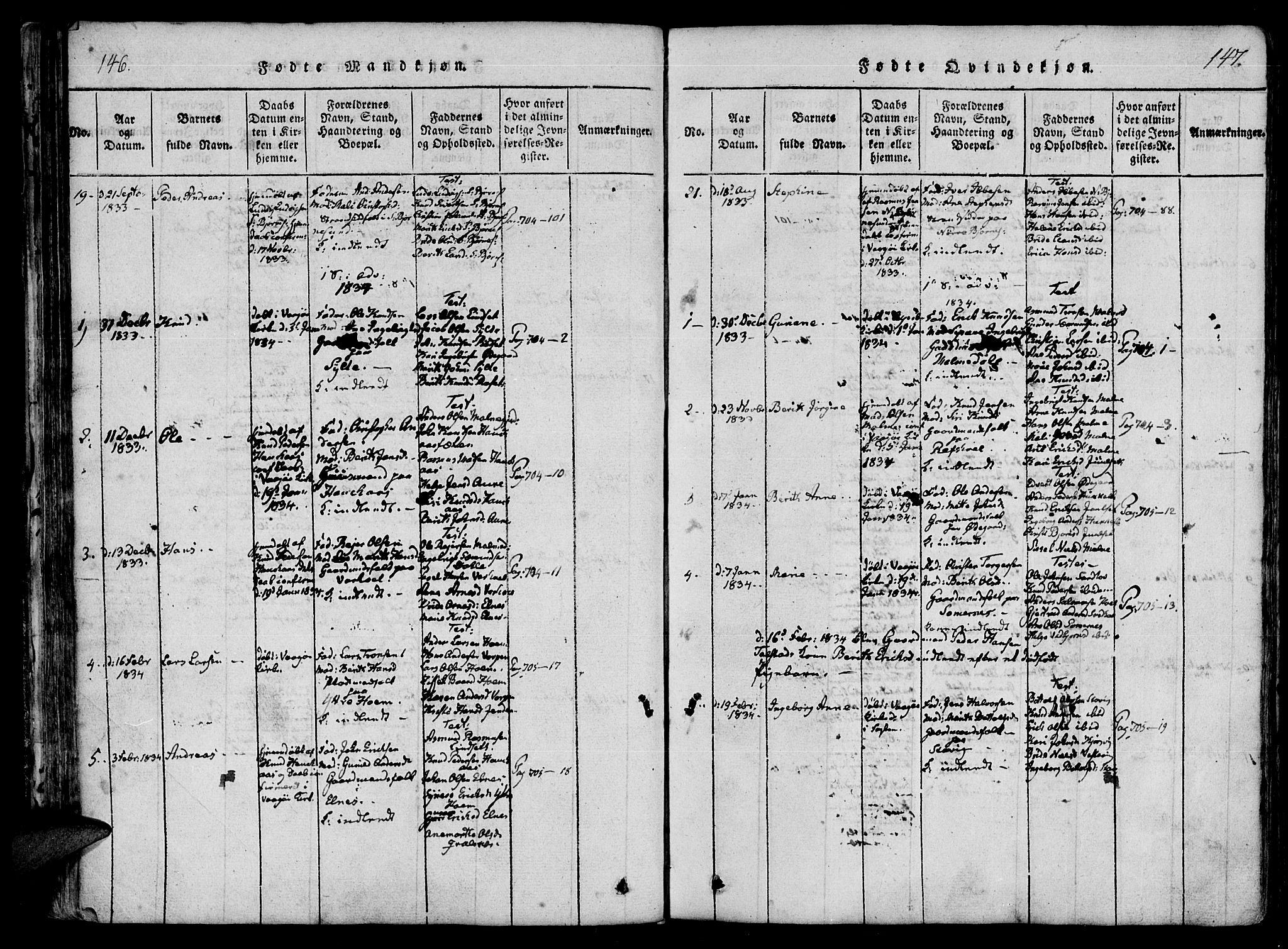 Ministerialprotokoller, klokkerbøker og fødselsregistre - Møre og Romsdal, AV/SAT-A-1454/565/L0747: Parish register (official) no. 565A01, 1817-1844, p. 146-147