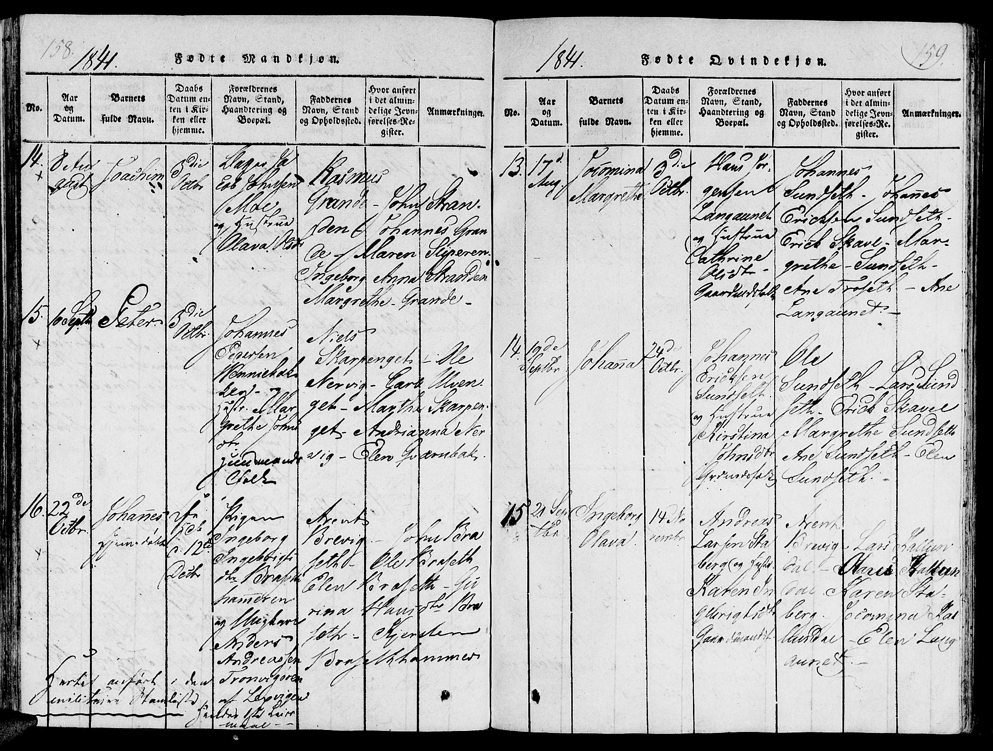 Ministerialprotokoller, klokkerbøker og fødselsregistre - Nord-Trøndelag, SAT/A-1458/733/L0322: Parish register (official) no. 733A01, 1817-1842, p. 158-159