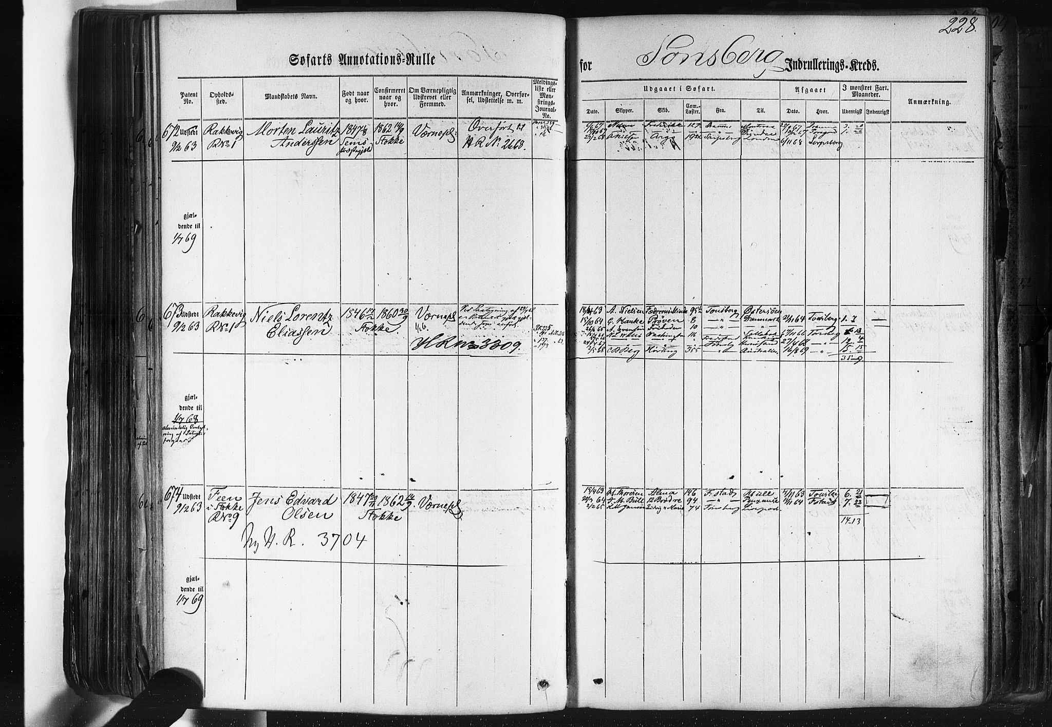 Tønsberg innrulleringskontor, AV/SAKO-A-786/F/Fb/L0001: Annotasjonsrulle Patent nr. 1-1724, 1860-1868, p. 241