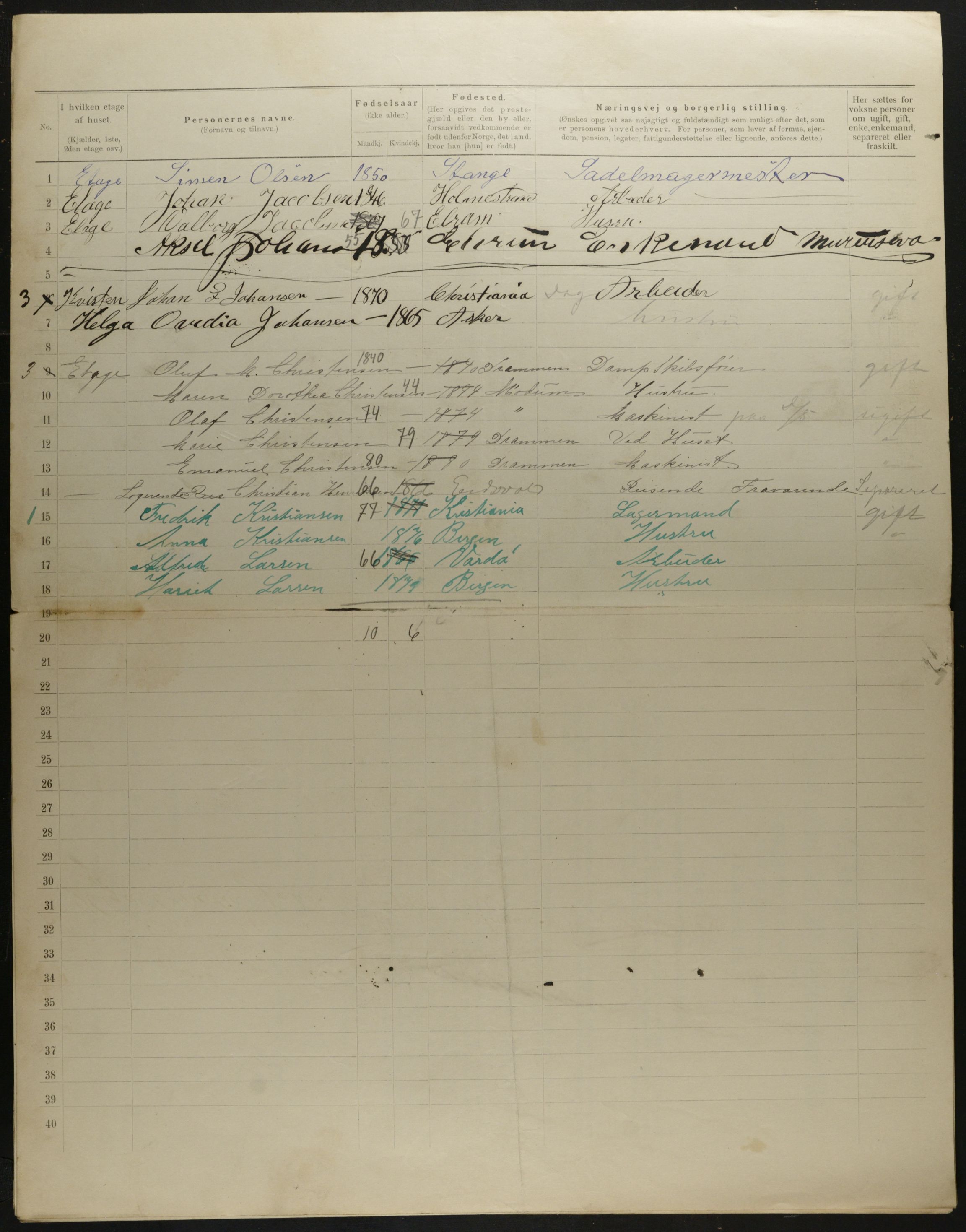 OBA, Municipal Census 1901 for Kristiania, 1901, p. 8142