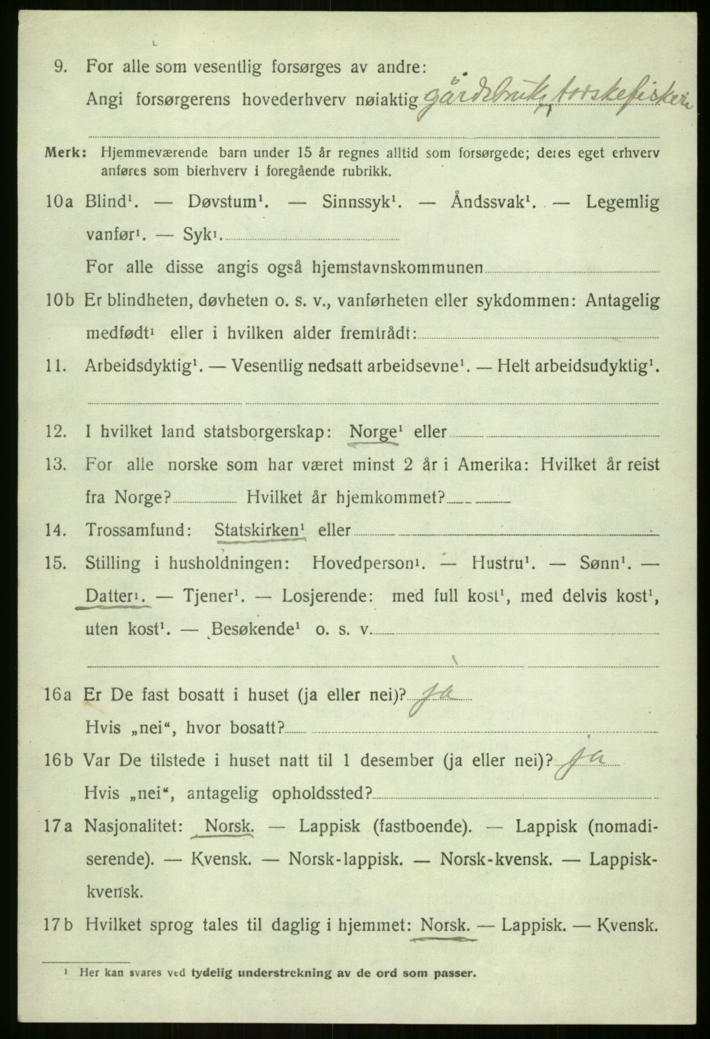 SATØ, 1920 census for Lavangen, 1920, p. 962