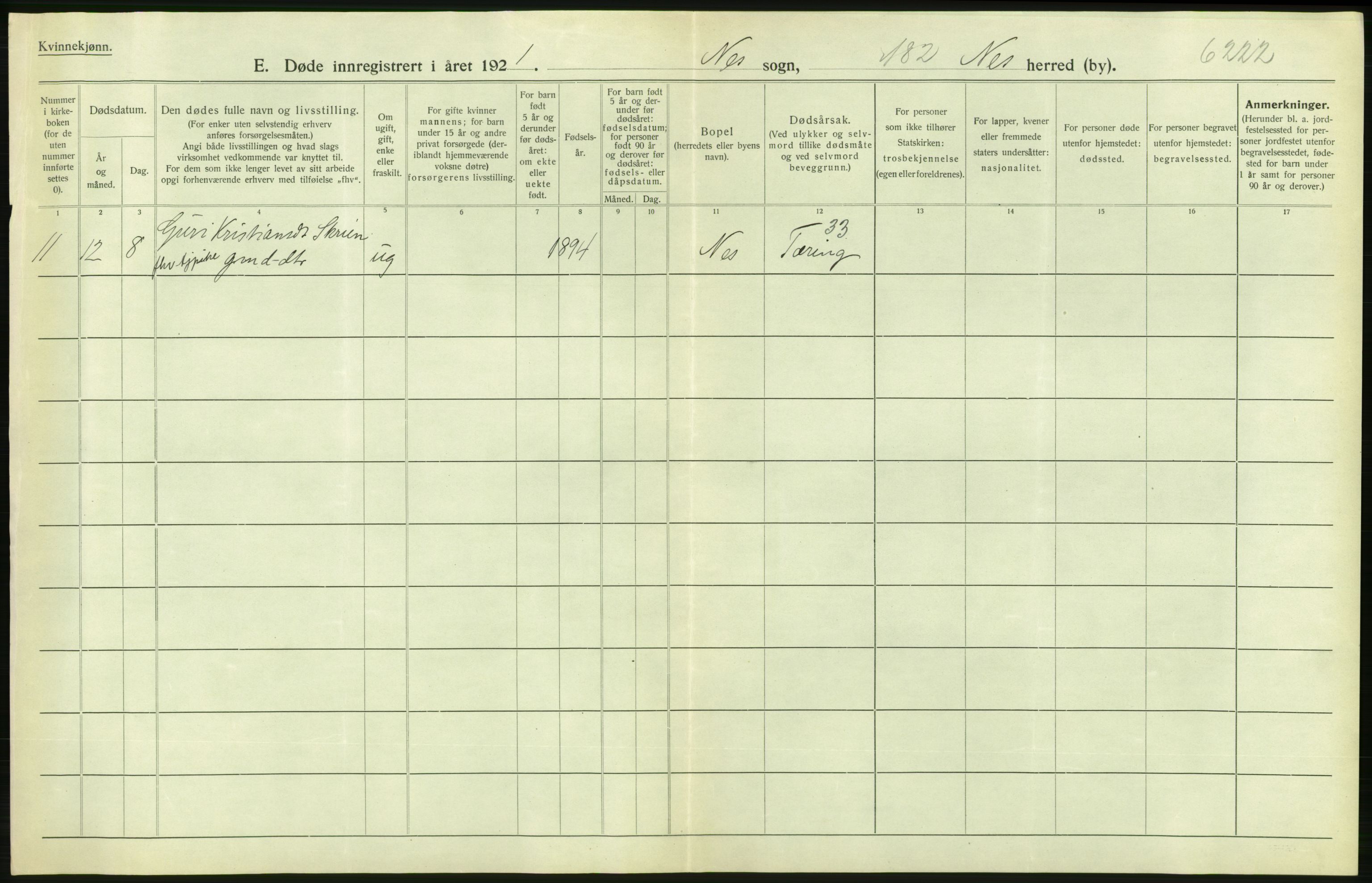 Statistisk sentralbyrå, Sosiodemografiske emner, Befolkning, AV/RA-S-2228/D/Df/Dfc/Dfca/L0020: Buskerud fylke: Døde. Byer og bygder., 1921, p. 198