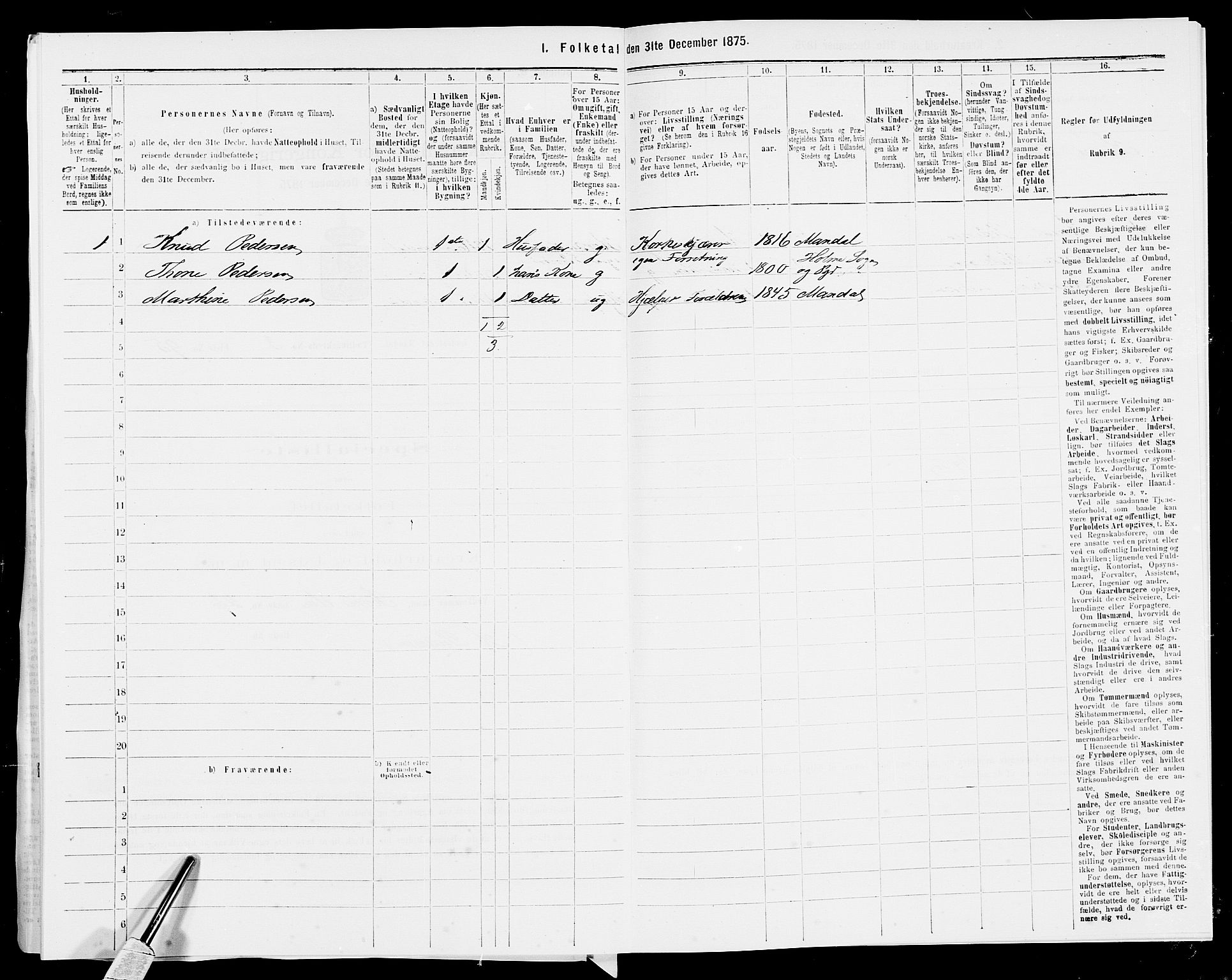 SAK, 1875 census for 1002B Mandal/Mandal, 1875, p. 214