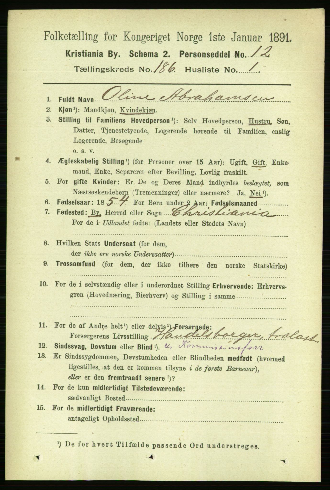 RA, 1891 census for 0301 Kristiania, 1891, p. 111412