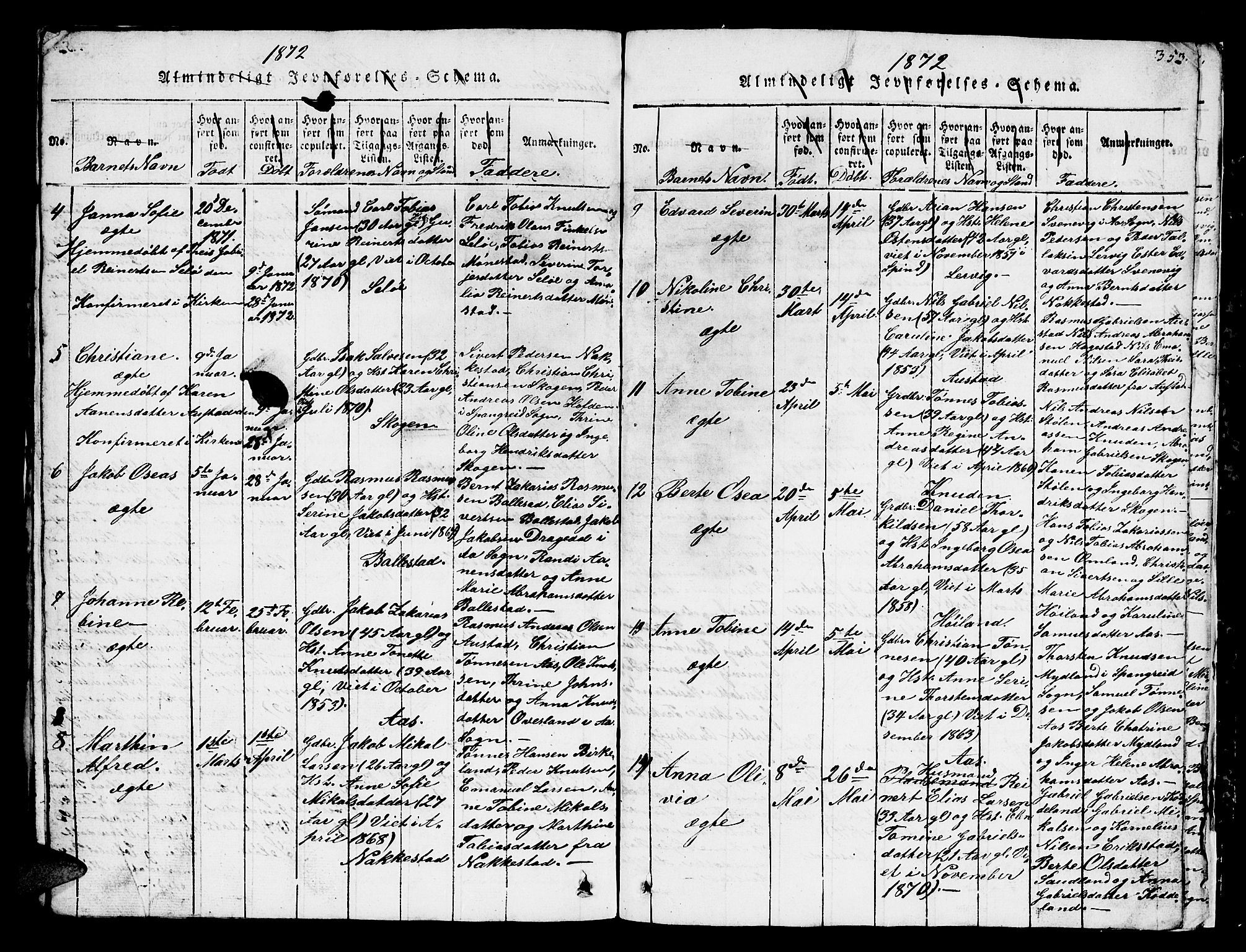 Lyngdal sokneprestkontor, AV/SAK-1111-0029/F/Fb/Fba/L0001: Parish register (copy) no. B 1, 1816-1876, p. 353