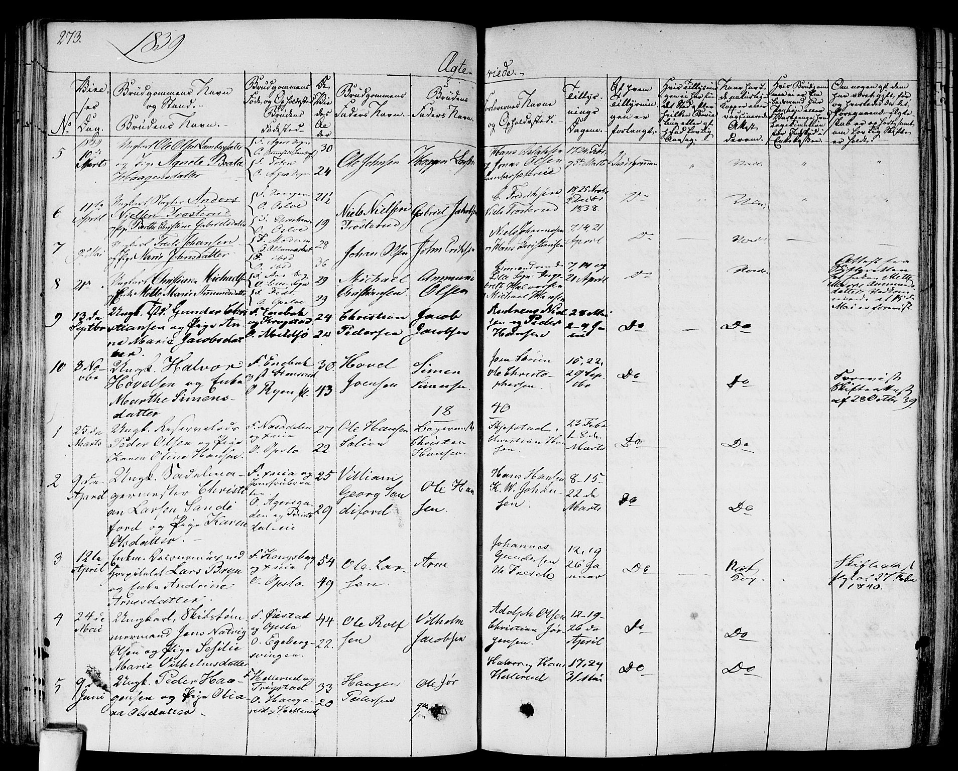 Gamlebyen prestekontor Kirkebøker, SAO/A-10884/F/Fa/L0003: Parish register (official) no. 3, 1829-1849, p. 273