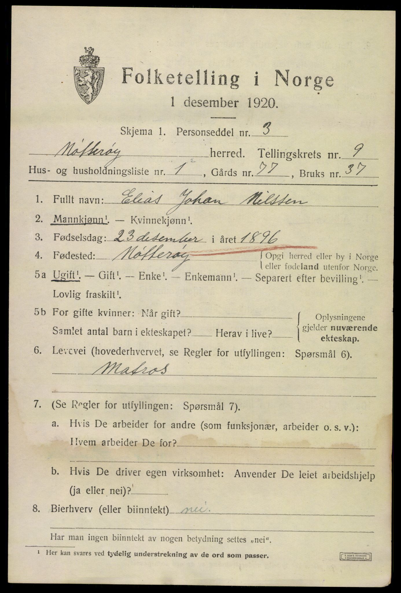 SAKO, 1920 census for Nøtterøy, 1920, p. 11501