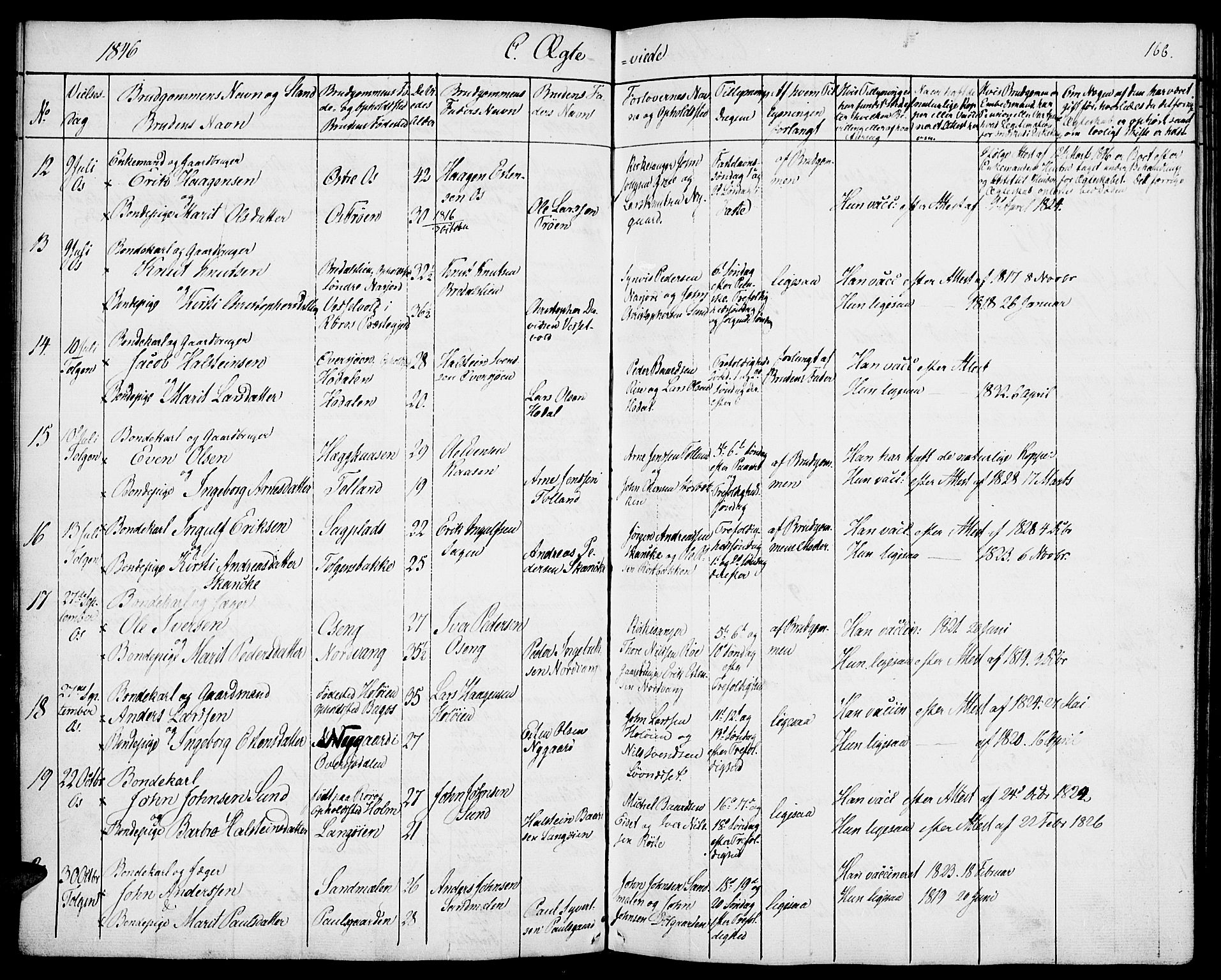 Tolga prestekontor, AV/SAH-PREST-062/K/L0005: Parish register (official) no. 5, 1836-1852, p. 166