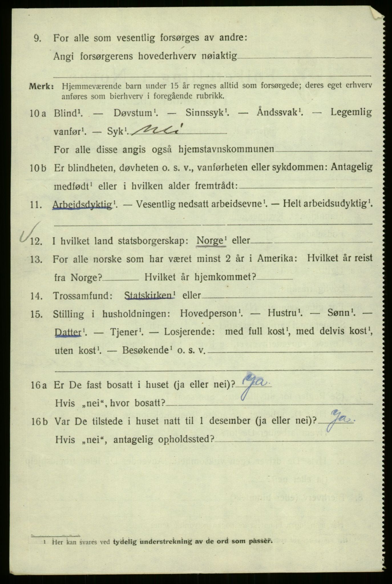 SAB, 1920 census for Bergen, 1920, p. 170992