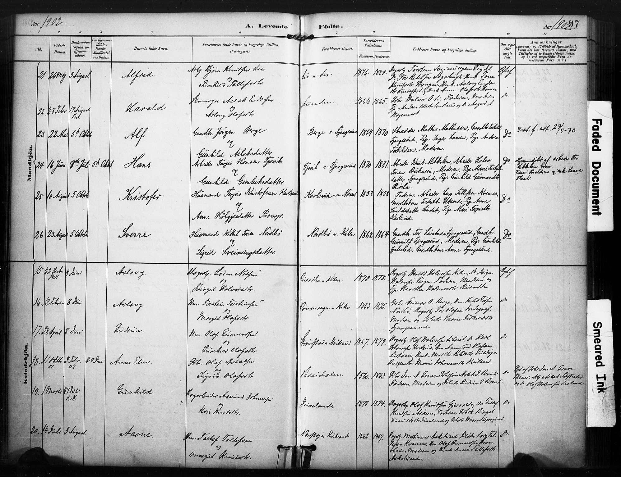 Kviteseid kirkebøker, SAKO/A-276/F/Fa/L0008: Parish register (official) no. I 8, 1882-1903, p. 97