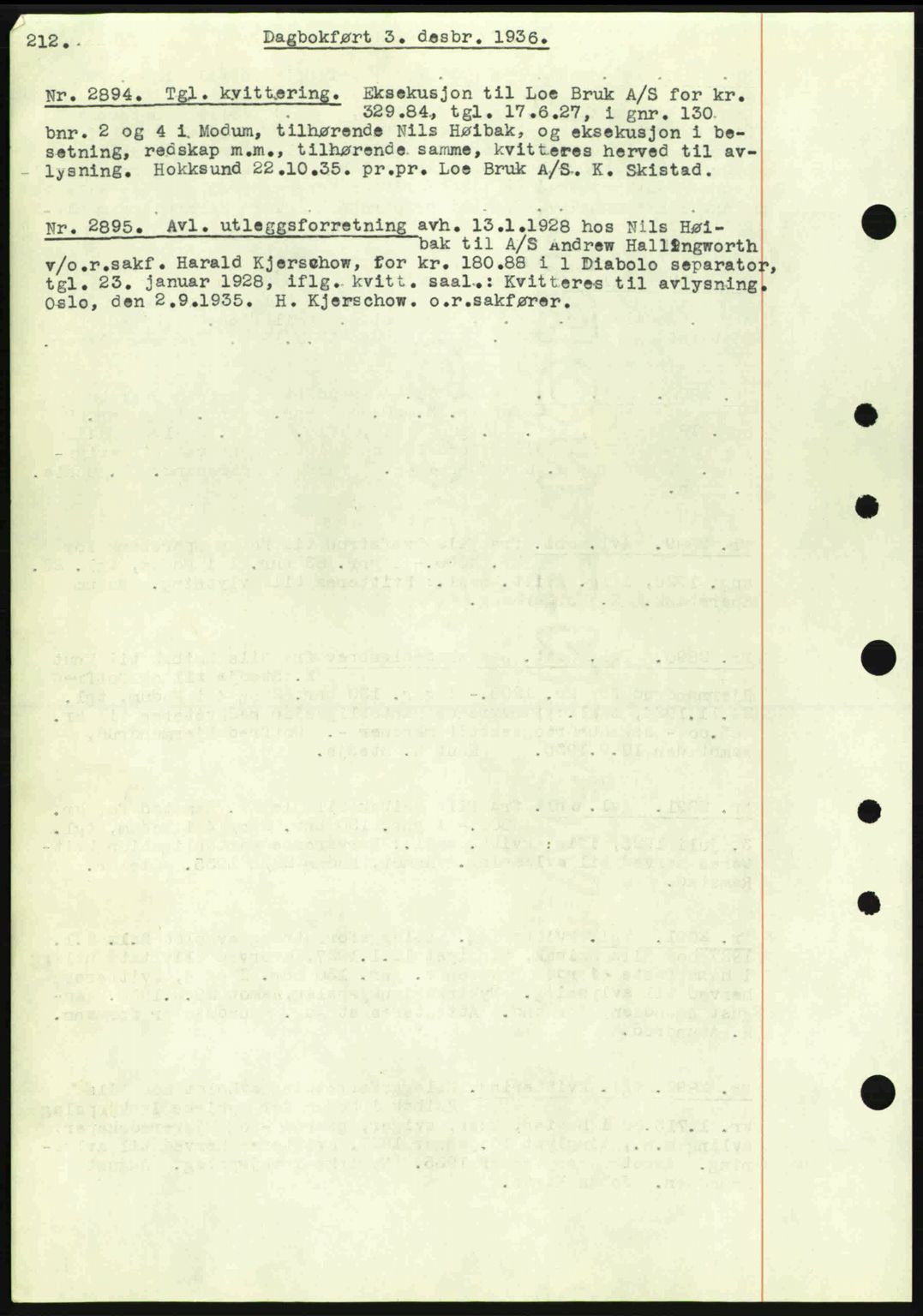Eiker, Modum og Sigdal sorenskriveri, SAKO/A-123/G/Ga/Gab/L0034: Mortgage book no. A4, 1936-1937, Diary no: : 2894/1936