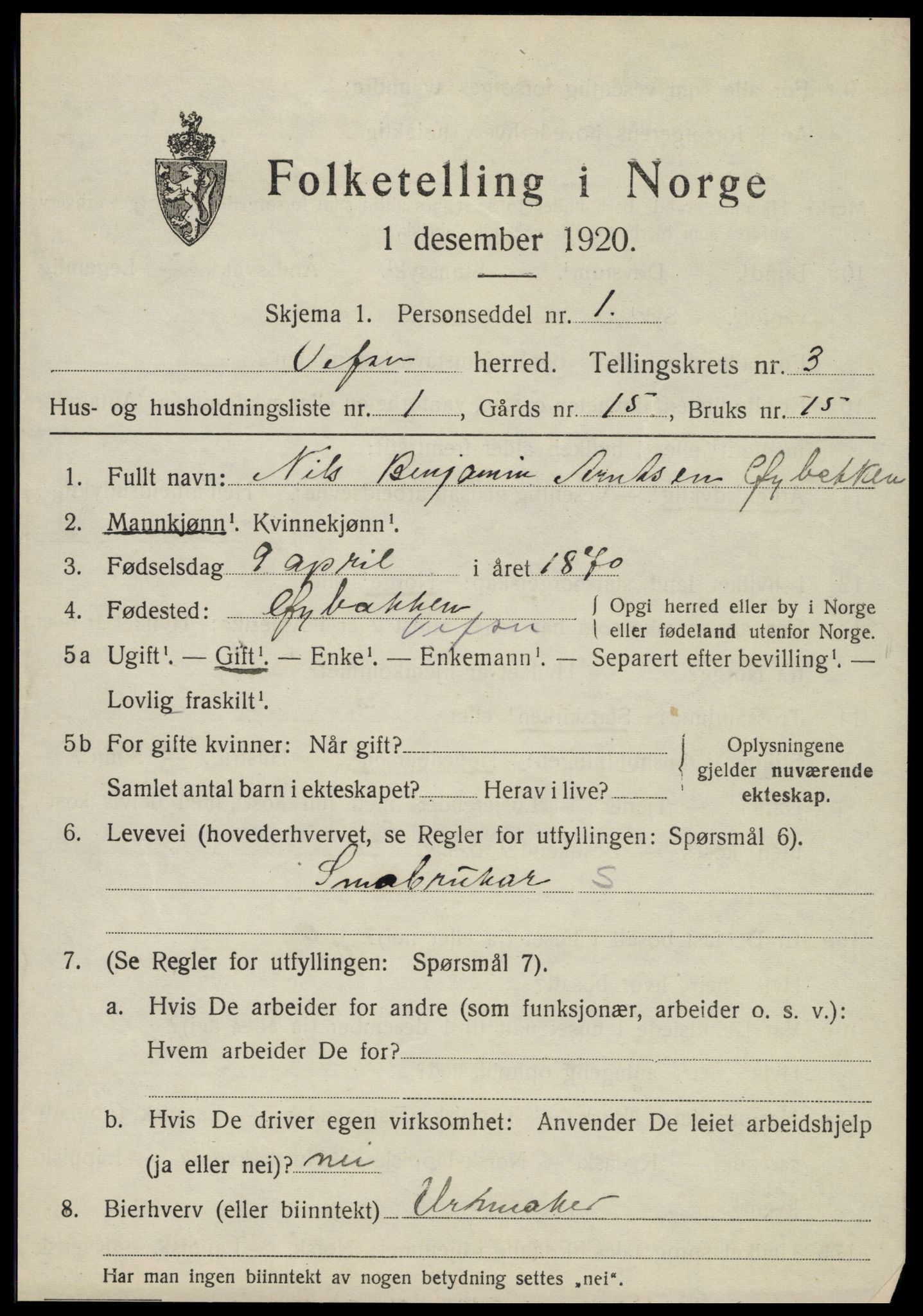 SAT, 1920 census for Vefsn, 1920, p. 2017