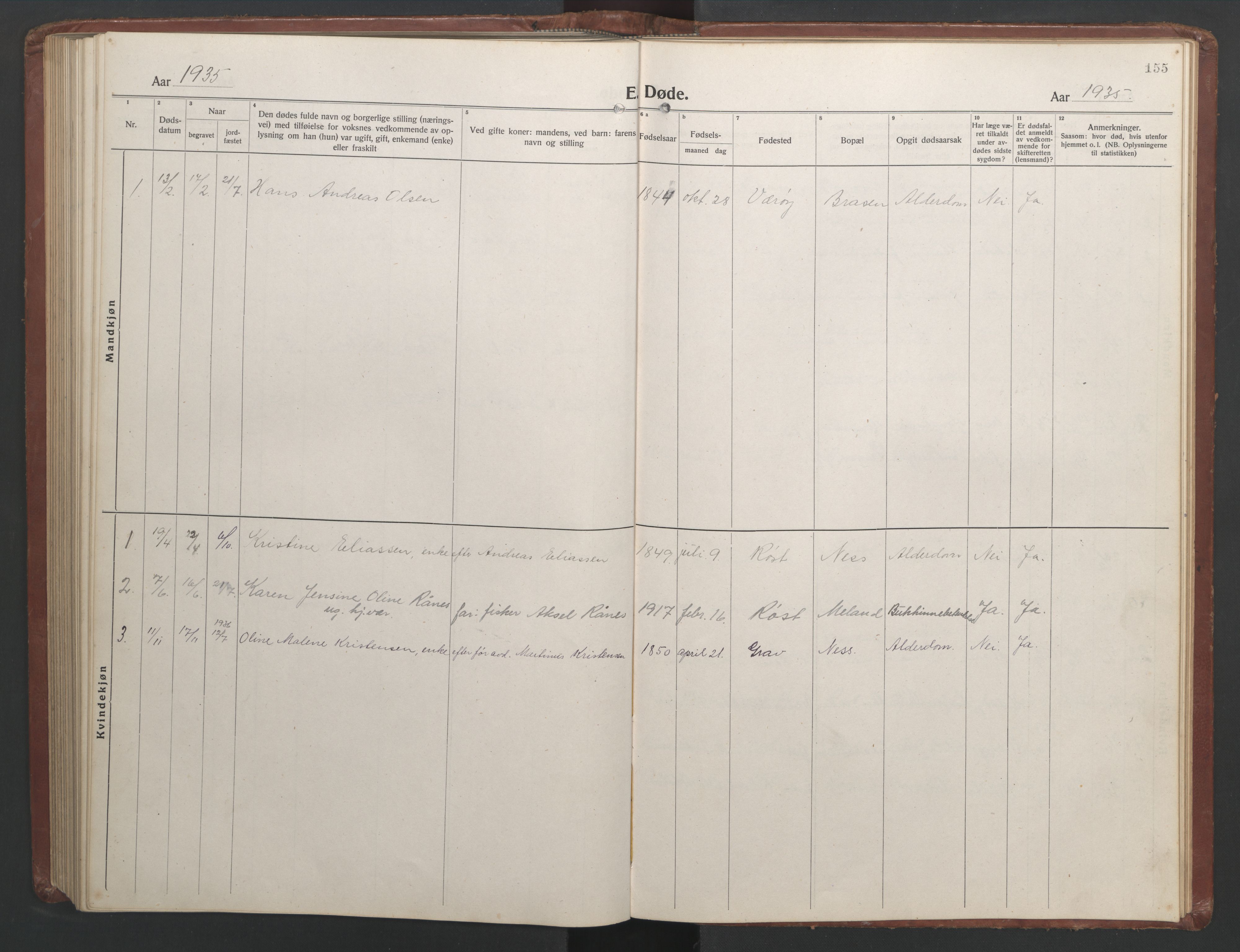 Ministerialprotokoller, klokkerbøker og fødselsregistre - Nordland, AV/SAT-A-1459/808/L0132: Parish register (copy) no. 808C03, 1920-1946, p. 155