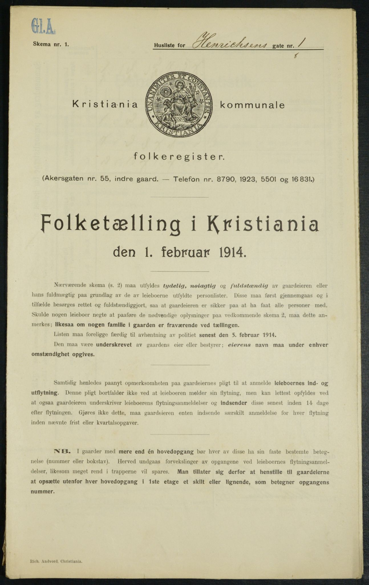 OBA, Municipal Census 1914 for Kristiania, 1914, p. 38524