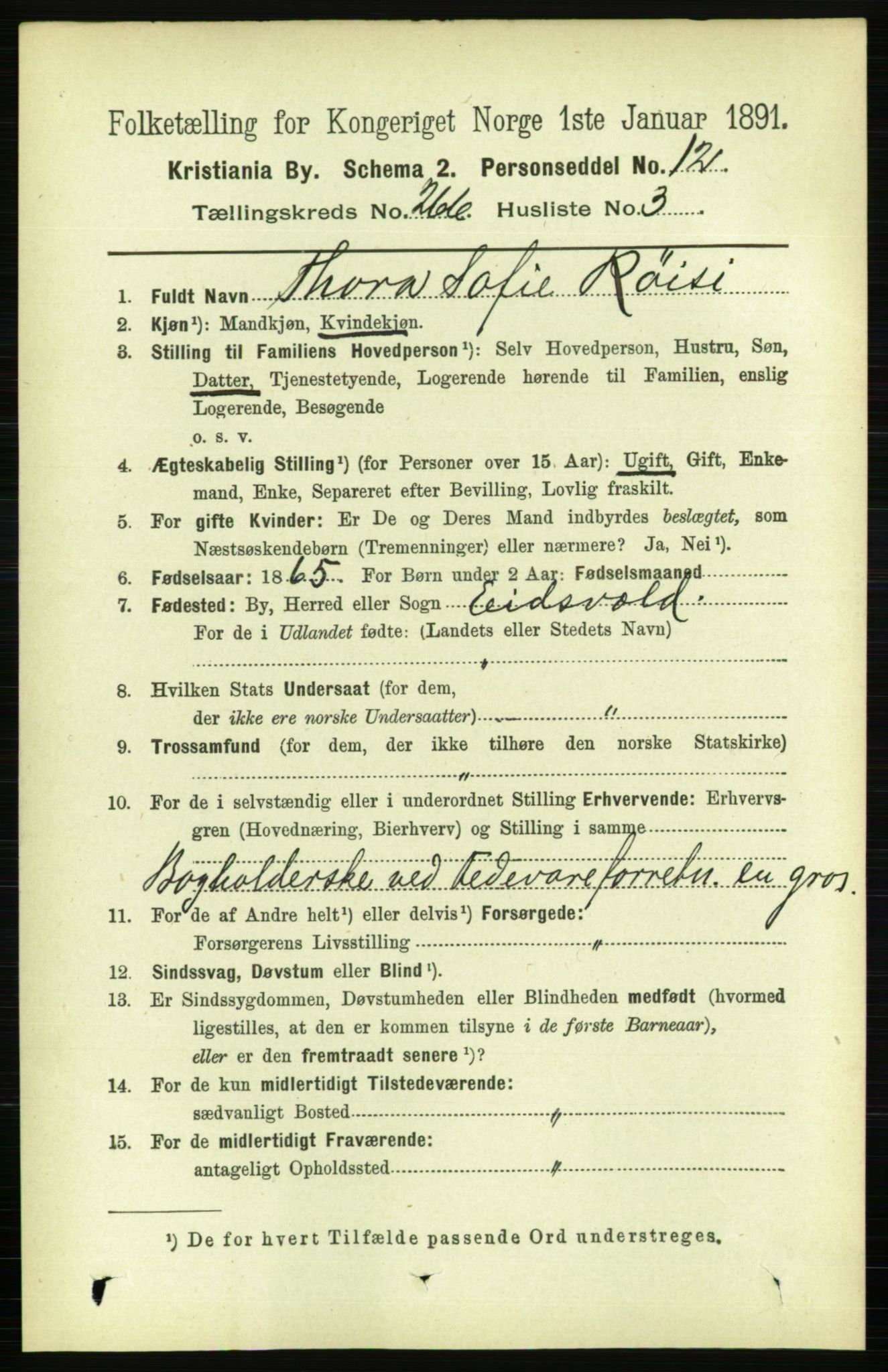 RA, 1891 census for 0301 Kristiania, 1891, p. 161227
