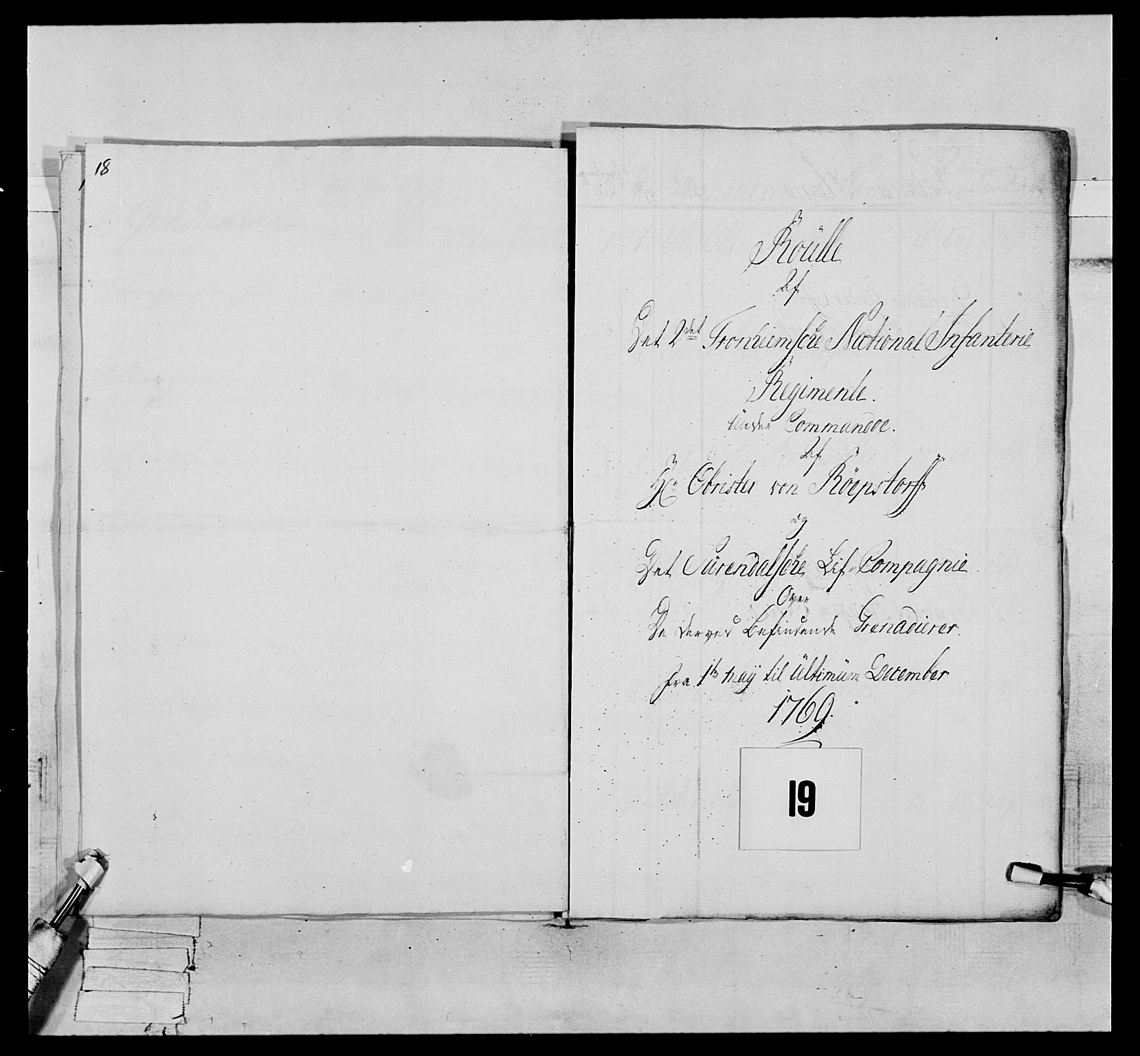 Generalitets- og kommissariatskollegiet, Det kongelige norske kommissariatskollegium, AV/RA-EA-5420/E/Eh/L0076: 2. Trondheimske nasjonale infanteriregiment, 1766-1773, p. 38