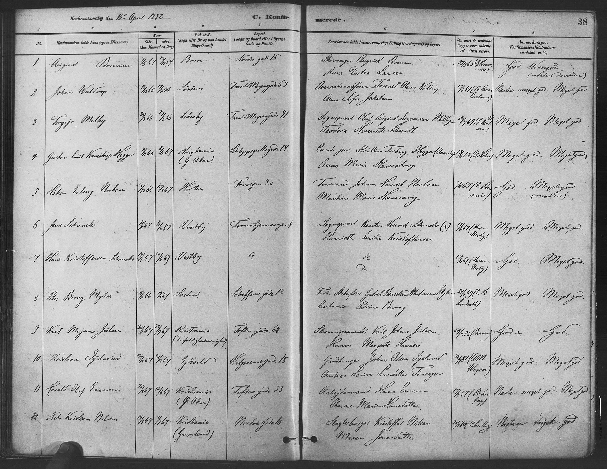 Paulus prestekontor Kirkebøker, AV/SAO-A-10871/F/Fa/L0004: Parish register (official) no. 4, 1879-1891, p. 38