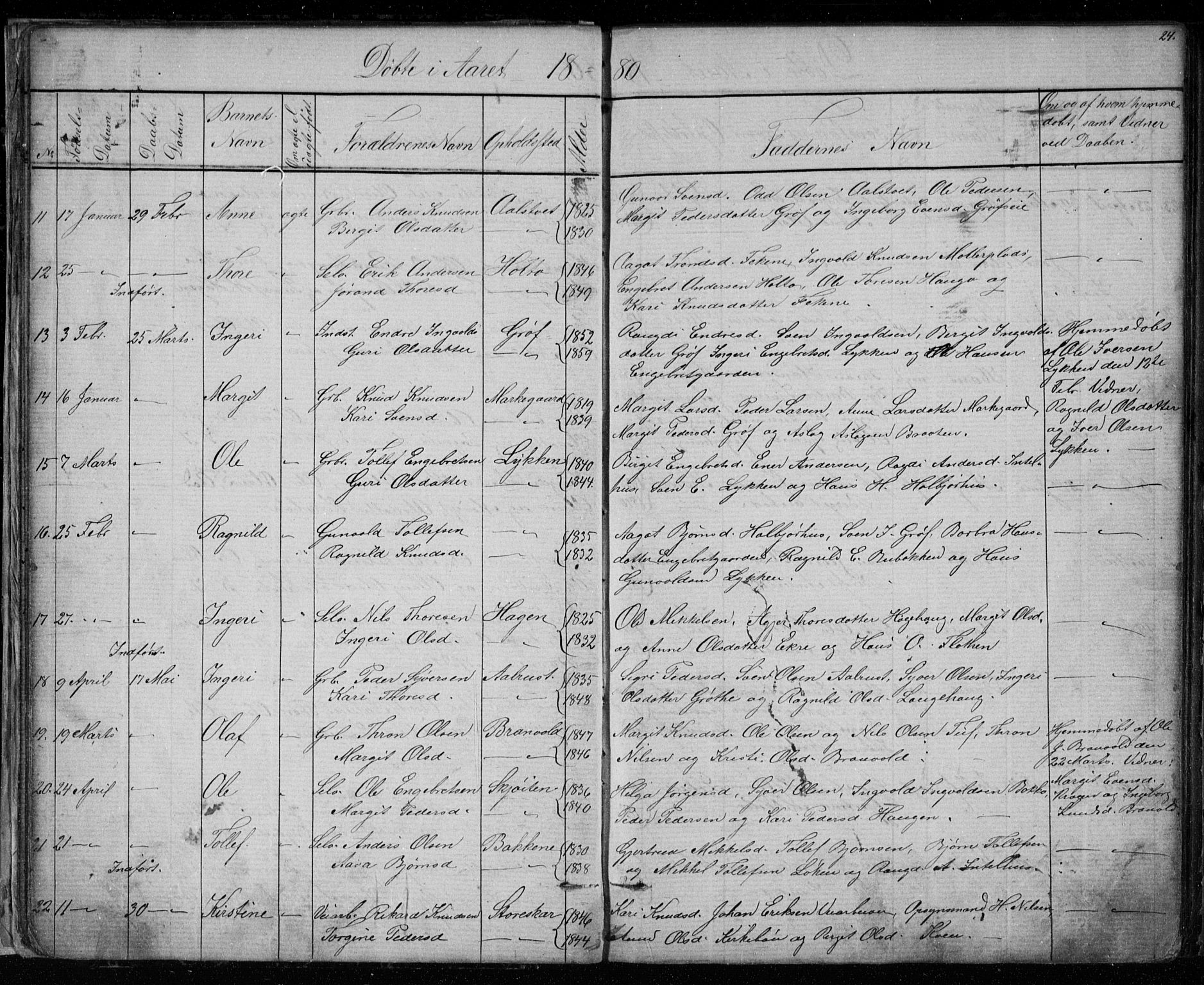 Gol kirkebøker, AV/SAKO-A-226/G/Gb/L0005: Parish register (copy) no. II 5, 1875-1891, p. 24