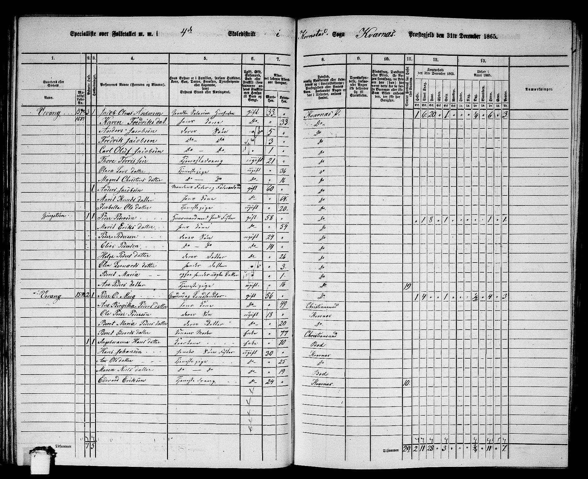 RA, 1865 census for Kvernes, 1865, p. 80