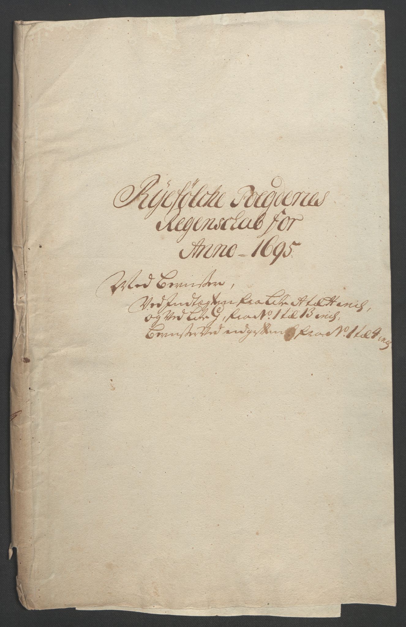 Rentekammeret inntil 1814, Reviderte regnskaper, Fogderegnskap, RA/EA-4092/R47/L2857: Fogderegnskap Ryfylke, 1694-1696, p. 178